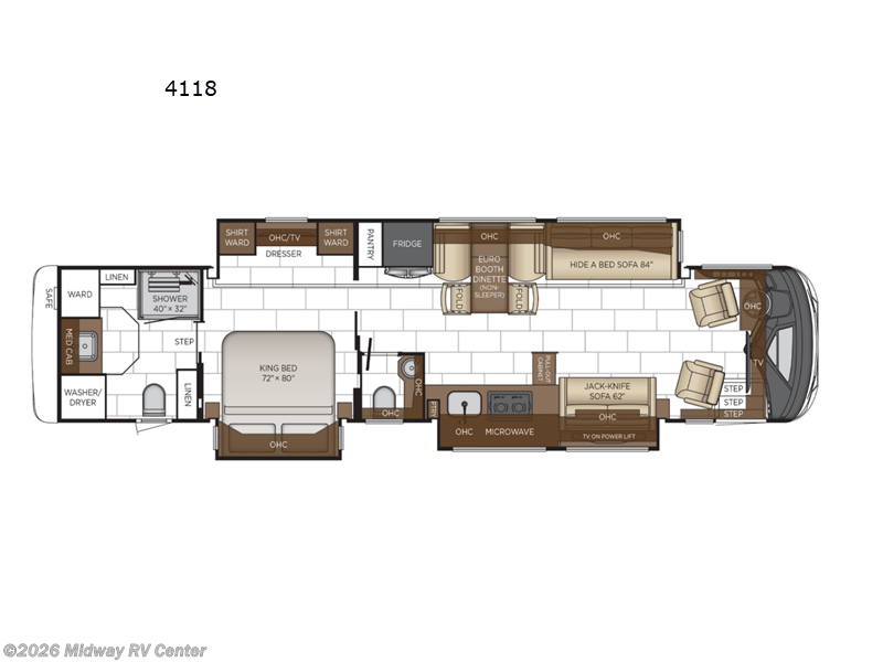 2027 Newmar Mountain Aire 4118 - New Class A For Sale by Midway RV Center in Grand Rapids, Michigan features Slideout