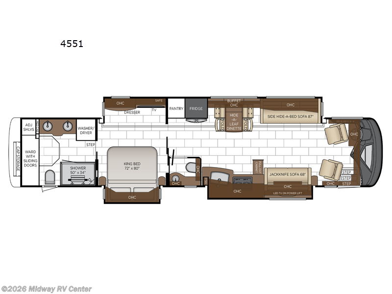 2027 Newmar London Aire 4551 - New Class A For Sale by Midway RV Center in Grand Rapids, Michigan features Slideout