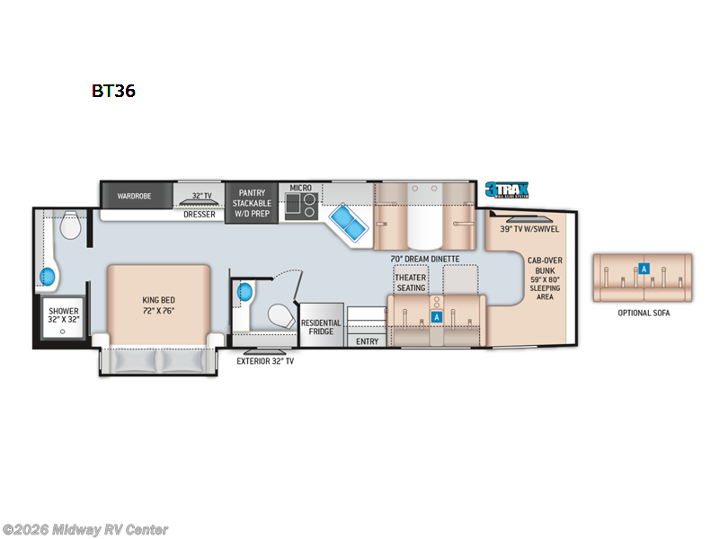 2022 Thor Motor Coach Omni BT36 - Used Super C For Sale by Midway RV Center in Grand Rapids, Michigan features Slideout