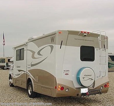 &lt;a href=&quot;http://www.mhsrv.com/other-rvs-for-sale/winnebago-rvs/&quot;&gt;&lt;img src=&quot;http://www.mhsrv.com/images/sold-winnebago.jpg&quot; width=&quot;383&quot; height=&quot;141&quot; border=&quot;0&quot; /&gt;&lt;/a&gt;
Pre-Owned RV SOLD 05/29/09 - *Consignment Unit* 2007 Winnebago Aspect 26&#39; W/ Slide, Triton V-10 engine, Onan 4K Micro-Quiet generator, back-up camera, satellite, Falcon Tow Bar, FIBERGLASS ROOF, power remote mirrors with defrost, patio awning, day/night shades, dual pane windows, UltraLeather pilot &amp; co-pilot seats, microwave/convection, refrigerator, ducted roof A/C, side bath with shower, corner bed, basement storage, roof ladder, 5K hitch receiver, 6 gallon water heater, outside shower, non-smoker, AND ONLY 3K MILES. 