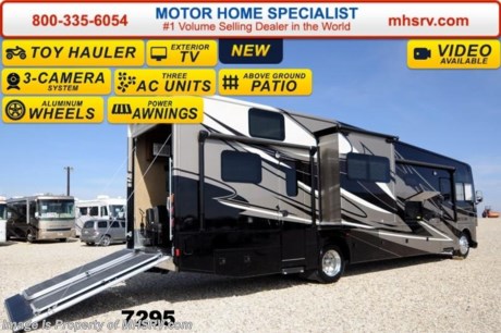 /tx 5/1/14 &lt;a href=&quot;http://www.mhsrv.com/thor-motor-coach/&quot;&gt;&lt;img src=&quot;http://www.mhsrv.com/images/sold-thor.jpg&quot; width=&quot;383&quot; height=&quot;141&quot; border=&quot;0&quot;/&gt;&lt;/a&gt; 2014 CLOSEOUT! Receive a $1,000 VISA Gift Card with purchase from Motor Home Specialist while supplies last!   &lt;object width=&quot;400&quot; height=&quot;300&quot;&gt;&lt;param name=&quot;movie&quot; value=&quot;//www.youtube.com/v/IgC0KTermZs?version=3&amp;amp;hl=en_US&quot;&gt;&lt;/param&gt;&lt;param name=&quot;allowFullScreen&quot; value=&quot;true&quot;&gt;&lt;/param&gt;&lt;param name=&quot;allowscriptaccess&quot; value=&quot;always&quot;&gt;&lt;/param&gt;&lt;embed src=&quot;//www.youtube.com/v/IgC0KTermZs?version=3&amp;amp;hl=en_US&quot; type=&quot;application/x-shockwave-flash&quot; width=&quot;400&quot; height=&quot;300&quot; allowscriptaccess=&quot;always&quot; allowfullscreen=&quot;true&quot;&gt;&lt;/embed&gt;&lt;/object&gt; MSRP $178,126. New 2014 Thor Motor Coach Outlaw Toy Hauler. Model 37MD with 2 slide-out rooms and Ford 26-Series chassis with Triton V-10 engine, U-shaped dinette booth, frameless windows, high polished aluminum wheels, as well as drop down ramp door with spring assist &amp; railing for patio use. This unit measures approximately 38 feet 7 inches in length. Optional equipment includes the Liquid Asset full body paint, electric overhead hide-away bunk and dual cargo sofas in garage area. The Outlaw toy hauler RV has an incredible list of standard features for 2014 including beautiful wood &amp; interior decor packages, (5) Flat Panel TVs including an exterior entertainment center, TV in loft, garage, main living room and 2nd living room. You will also find a theater sound system with hidden sub woofer, stereo in garage, exterior stereo speakers and audio controls, power patio awing, dual side entrance doors, fueling station, 1-piece windshield, a 5500 Onan generator, back-up &amp; side view cameras, automatic leveling system, Soft Touch leatherette furniture, hide-a-bed sofa with power inflate &amp; deflate controls, day/night shades and much more. For additional photos, details, videos &amp; SALE PRICE please visit Motor Home Specialist, the #1 Volume Selling Dealer in the World, at MHSRV .com or Call 800-335-6054. At Motor Home Specialist we DO NOT charge any prep or orientation fees like you will find at other dealerships. All sale prices include a 200 point inspection, interior &amp; exterior wash &amp; detail of vehicle, a thorough coach orientation with an MHS technician, an RV Starter&#39;s kit, a nights stay in our delivery park featuring landscaped and covered pads with full hook-ups and much more! Read From Thousands of Testimonials at MHSRV .com and See What They Had to Say About Their Experience at Motor Home Specialist. WHY PAY MORE?...... WHY SETTLE FOR LESS?