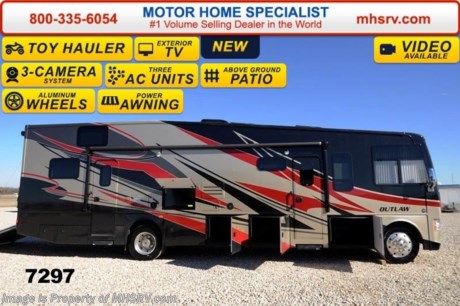 /IL 5/19/2014 &lt;a href=&quot;http://www.mhsrv.com/thor-motor-coach/&quot;&gt;&lt;img src=&quot;http://www.mhsrv.com/images/sold-thor.jpg&quot; width=&quot;383&quot; height=&quot;141&quot; border=&quot;0&quot;/&gt;&lt;/a&gt; 2014 CLOSEOUT! Receive a $1,000 VISA Gift Card with purchase from Motor Home Specialist while supplies last!    &lt;object width=&quot;400&quot; height=&quot;300&quot;&gt;&lt;param name=&quot;movie&quot; value=&quot;//www.youtube.com/v/IgC0KTermZs?version=3&amp;amp;hl=en_US&quot;&gt;&lt;/param&gt;&lt;param name=&quot;allowFullScreen&quot; value=&quot;true&quot;&gt;&lt;/param&gt;&lt;param name=&quot;allowscriptaccess&quot; value=&quot;always&quot;&gt;&lt;/param&gt;&lt;embed src=&quot;//www.youtube.com/v/IgC0KTermZs?version=3&amp;amp;hl=en_US&quot; type=&quot;application/x-shockwave-flash&quot; width=&quot;400&quot; height=&quot;300&quot; allowscriptaccess=&quot;always&quot; allowfullscreen=&quot;true&quot;&gt;&lt;/embed&gt;&lt;/object&gt;  MSRP $173,251. New 2014 Thor Motor Coach Outlaw Toy Hauler. Model 37LS with slide-out room, Ford 26-Series chassis with Triton V-10 engine, frameless windows, high polished aluminum wheels, rear patio awning over garage patio, as well as drop down ramp door with spring assist &amp; railing for patio use. This unit measures approximately 38 feet 4 inches in length. Options include the Tango Red full body exterior, power rear awning, an electric overhead hide-away bunk and dual cargo sofas in garage area. The Outlaw toy hauler RV has an incredible list of standard features for 2014 including a full body exterior paint job, beautiful wood &amp; interior decor packages, (4) LCD TVs including and exterior entertainment center, large living room LCD TV on slide-out, LCD TV in loft and LCD TV in garage. You will also find a premium sound system, (3) A/C units, stereo in garage, exterior stereo speakers and audio controls, power patio awing, dual side entrance doors, fueling station, 1-piece windshield, a 5500 Onan generator, back-up camera, automatic leveling system, Soft Touch leather furniture, hide-a-bed sofa with power inflate &amp; deflate controls, day/night shades and much more. For additional photos, details, videos &amp; SALE PRICE please visit Motor Home Specialist, the #1 Volume Selling Dealer in the World, at MHSRV .com or Call 800-335-6054. At Motor Home Specialist we DO NOT charge any prep or orientation fees like you will find at other dealerships. All sale prices include a 200 point inspection, interior &amp; exterior wash &amp; detail of vehicle, a thorough coach orientation with an MHS technician, an RV Starter&#39;s kit, a nights stay in our delivery park featuring landscaped and covered pads with full hook-ups and much more! Read From Thousands of Testimonials at MHSRV .com and See What They Had to Say About Their Experience at Motor Home Specialist. WHY PAY MORE?...... WHY SETTLE FOR LESS?