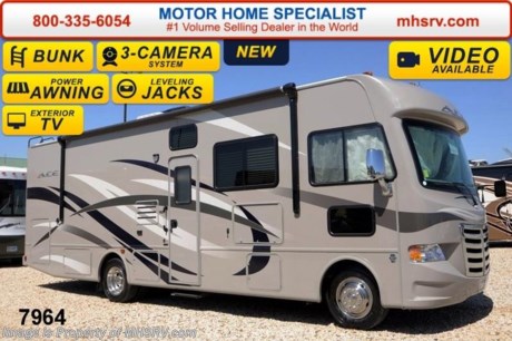 /TX 5/30/2014 &lt;a href=&quot;http://www.mhsrv.com/thor-motor-coach/&quot;&gt;&lt;img src=&quot;http://www.mhsrv.com/images/sold-thor.jpg&quot; width=&quot;383&quot; height=&quot;141&quot; border=&quot;0&quot;/&gt;&lt;/a&gt; 2014 CLOSEOUT! Receive a $1,000 VISA Gift Card with purchase from Motor Home Specialist while supplies last!  &lt;object width=&quot;400&quot; height=&quot;300&quot;&gt;&lt;param name=&quot;movie&quot; value=&quot;http://www.youtube.com/v/fBpsq4hH-Ws?version=3&amp;amp;hl=en_US&quot;&gt;&lt;/param&gt;&lt;param name=&quot;allowFullScreen&quot; value=&quot;true&quot;&gt;&lt;/param&gt;&lt;param name=&quot;allowscriptaccess&quot; value=&quot;always&quot;&gt;&lt;/param&gt;&lt;embed src=&quot;http://www.youtube.com/v/fBpsq4hH-Ws?version=3&amp;amp;hl=en_US&quot; type=&quot;application/x-shockwave-flash&quot; width=&quot;400&quot; height=&quot;300&quot; allowscriptaccess=&quot;always&quot; allowfullscreen=&quot;true&quot;&gt;&lt;/embed&gt;&lt;/object&gt; For the Lowest Price Please Visit MHSRV .com or Call 800-335-6054. MSRP $109,541. New 2014 Thor Motor Coach A.C.E. Model EVO 30.2 bunk model with a full wall slide-out room. The A.C.E. is the class A &amp; C Evolution. It Combines many of the most popular features of a class A motor home and a class C motor home to make something truly unique to the RV industry. This unit measures approximately 31 feet 4 inches in length. Optional equipment includes beautiful HD-Max exterior, exterior TV, TV &amp; DVD player in master bedroom, 2 TVs with DVD player in bunk beds, upgraded 15.0 BTU ducted roof A/C unit, second auxiliary battery and (2) 12V attic fans. The A.C.E. also features a large LCD TV, drop down overhead bunk, power side mirrors with integrated side view cameras, hydraulic leveling jacks, a mud-room, a Ford Triton V-10 engine and much more. FOR ADDITIONAL INFORMATION, VIDEO, MSRP, BROCHURE, PHOTOS &amp; MORE PLEASE CALL 800-335-6054 or VISIT MHSRV .com At Motor Home Specialist we DO NOT charge any prep or orientation fees like you will find at other dealerships. All sale prices include a 200 point inspection, interior &amp; exterior wash &amp; detail of vehicle, a thorough coach orientation with an MHS technician, an RV Starter&#39;s kit, a nights stay in our delivery park featuring landscaped and covered pads with full hook-ups and much more! Read From Thousands of Testimonials at MHSRV .com and See What They Had to Say About Their Experience at Motor Home Specialist. WHY PAY MORE?...... WHY SETTLE FOR LESS?