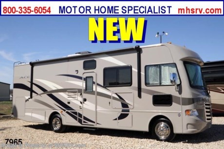/TX 3/11/14 &lt;a href=&quot;http://www.mhsrv.com/thor-motor-coach/&quot;&gt;&lt;img src=&quot;http://www.mhsrv.com/images/sold-thor.jpg&quot; width=&quot;383&quot; height=&quot;141&quot; border=&quot;0&quot;/&gt;&lt;/a&gt; Receive a $1,000 VISA Gift Card with purchase at The #1 Volume Selling Motor Home Dealer in the World! Offer expires March 31st, 2013. Visit MHSRV .com or Call 800-335-6054 for complete details.    &lt;object width=&quot;400&quot; height=&quot;300&quot;&gt;&lt;param name=&quot;movie&quot; value=&quot;http://www.youtube.com/v/fBpsq4hH-Ws?version=3&amp;amp;hl=en_US&quot;&gt;&lt;/param&gt;&lt;param name=&quot;allowFullScreen&quot; value=&quot;true&quot;&gt;&lt;/param&gt;&lt;param name=&quot;allowscriptaccess&quot; value=&quot;always&quot;&gt;&lt;/param&gt;&lt;embed src=&quot;http://www.youtube.com/v/fBpsq4hH-Ws?version=3&amp;amp;hl=en_US&quot; type=&quot;application/x-shockwave-flash&quot; width=&quot;400&quot; height=&quot;300&quot; allowscriptaccess=&quot;always&quot; allowfullscreen=&quot;true&quot;&gt;&lt;/embed&gt;&lt;/object&gt; For the Lowest Price Please Visit MHSRV .com or Call 800-335-6054. MSRP $109,541. New 2014 Thor Motor Coach A.C.E. Model EVO 30.2 bunk model with a full wall slide-out room. The A.C.E. is the class A &amp; C Evolution. It Combines many of the most popular features of a class A motor home and a class C motor home to make something truly unique to the RV industry. This unit measures approximately 31 feet 4 inches in length. Optional equipment includes beautiful HD-Max exterior, exterior TV, TV &amp; DVD player in master bedroom, (2) TVs with DVD player in bunk beds, upgraded 15.0 BTU ducted roof A/C unit, second auxiliary battery and (2) 12V attic fans. The A.C.E. also features a large LCD TV, drop down overhead bunk, power side mirrors with integrated side view cameras, hydraulic leveling jacks, a mud-room, a Ford Triton V-10 engine and much more. FOR ADDITIONAL INFORMATION, VIDEO, MSRP, BROCHURE, PHOTOS &amp; MORE PLEASE CALL 800-335-6054 or VISIT MHSRV .com At Motor Home Specialist we DO NOT charge any prep or orientation fees like you will find at other dealerships. All sale prices include a 200 point inspection, interior &amp; exterior wash &amp; detail of vehicle, a thorough coach orientation with an MHS technician, an RV Starter&#39;s kit, a nights stay in our delivery park featuring landscaped and covered pads with full hook-ups and much more! Read From Thousands of Testimonials at MHSRV .com and See What They Had to Say About Their Experience at Motor Home Specialist. WHY PAY MORE?...... WHY SETTLE FOR LESS?