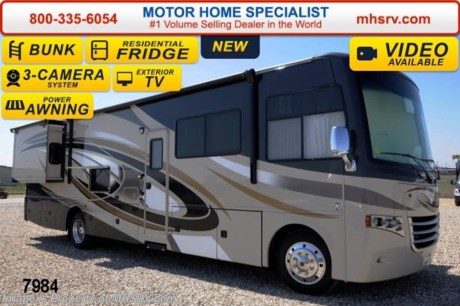 /TX 7/14/14 &lt;a href=&quot;http://www.mhsrv.com/thor-motor-coach/&quot;&gt;&lt;img src=&quot;http://www.mhsrv.com/images/sold-thor.jpg&quot; width=&quot;383&quot; height=&quot;141&quot; border=&quot;0&quot; /&gt;&lt;/a&gt; 2014 CLOSEOUT! &lt;object width=&quot;400&quot; height=&quot;300&quot;&gt;&lt;param name=&quot;movie&quot; value=&quot;//www.youtube.com/v/43jBXBFPE9s?version=3&amp;amp;hl=en_US&quot;&gt;&lt;/param&gt;&lt;param name=&quot;allowFullScreen&quot; value=&quot;true&quot;&gt;&lt;/param&gt;&lt;param name=&quot;allowscriptaccess&quot; value=&quot;always&quot;&gt;&lt;/param&gt;&lt;embed src=&quot;//www.youtube.com/v/43jBXBFPE9s?version=3&amp;amp;hl=en_US&quot; type=&quot;application/x-shockwave-flash&quot; width=&quot;400&quot; height=&quot;300&quot; allowscriptaccess=&quot;always&quot; allowfullscreen=&quot;true&quot;&gt;&lt;/embed&gt;&lt;/object&gt; 
&lt;object width=&quot;400&quot; height=&quot;300&quot;&gt;&lt;param name=&quot;movie&quot; value=&quot;http://www.youtube.com/v/_D_MrYPO4yY?version=3&amp;amp;hl=en_US&quot;&gt;&lt;/param&gt;&lt;param name=&quot;allowFullScreen&quot; value=&quot;true&quot;&gt;&lt;/param&gt;&lt;param name=&quot;allowscriptaccess&quot; value=&quot;always&quot;&gt;&lt;/param&gt;&lt;embed src=&quot;http://www.youtube.com/v/_D_MrYPO4yY?version=3&amp;amp;hl=en_US&quot; type=&quot;application/x-shockwave-flash&quot; width=&quot;400&quot; height=&quot;300&quot; allowscriptaccess=&quot;always&quot; allowfullscreen=&quot;true&quot;&gt;&lt;/embed&gt;&lt;/object&gt;
 MSRP $146,483. The All New 2014 Thor Motor Coach Miramar 34.3 Bunk Model. This luxury class A gas motor home measures approximately 35 feet 10 inches in length and features a full wall slide, a booth dinette, side mounted flat panel TV for easy viewing when the slide-out room is in, exterior entertainment center with TV, bunk beds with convertible sofa and a king size bed. Optional equipment includes the Tuxedo HD-Max exterior &amp; electric overhead drop down bunk. The 2014 Thor Motor Coach Miramar also features one of the most impressive lists of standard equipment in the RV industry including a Ford Triton V-10 engine, 5-speed automatic transmission, Ford 22 Series chassis with 22.5 Michelin tires and high polished aluminum wheels, automatic leveling system with touch pad controls, power patio awning, slide-out room awning toppers, heated/remote exterior mirrors with integrated side view cameras, side hinged baggage doors, halogen headlamps with LED accent lights, heated and enclosed holding tanks, residential refrigerator, solid surface kitchen sink, LCD TVs, DVD, 5500 Onan generator, gas/electric water heater and much more. CALL MOTOR HOME SPECIALIST at 800-335-6054 or Visit MHSRV .com FOR ADDITONAL PHOTOS, DETAILS, BROCHURE, WINDOW STICKER, VIDEOS &amp; MORE. At Motor Home Specialist we DO NOT charge any prep or orientation fees like you will find at other dealerships. All sale prices include a 200 point inspection, interior &amp; exterior wash &amp; detail of vehicle, a thorough coach orientation with an MHS technician, an RV Starter&#39;s kit, a nights stay in our delivery park featuring landscaped and covered pads with full hook-ups and much more! Read From Thousands of Testimonials at MHSRV .com and See What They Had to Say About Their Experience at Motor Home Specialist. WHY PAY MORE?...... WHY SETTLE FOR LESS? &lt;object width=&quot;400&quot; height=&quot;300&quot;&gt;&lt;param name=&quot;movie&quot; value=&quot;//www.youtube.com/v/wsGkgVdi1T8?version=3&amp;amp;hl=en_US&quot;&gt;&lt;/param&gt;&lt;param name=&quot;allowFullScreen&quot; value=&quot;true&quot;&gt;&lt;/param&gt;&lt;param name=&quot;allowscriptaccess&quot; value=&quot;always&quot;&gt;&lt;/param&gt;&lt;embed src=&quot;//www.youtube.com/v/wsGkgVdi1T8?version=3&amp;amp;hl=en_US&quot; type=&quot;application/x-shockwave-flash&quot; width=&quot;400&quot; height=&quot;300&quot; allowscriptaccess=&quot;always&quot; allowfullscreen=&quot;true&quot;&gt;&lt;/embed&gt;&lt;/object&gt;