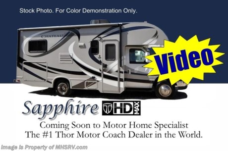 /MT 12/13/2013 &lt;a href=&quot;http://www.mhsrv.com/thor-motor-coach/&quot;&gt;&lt;img src=&quot;http://www.mhsrv.com/images/sold-thor.jpg&quot; width=&quot;383&quot; height=&quot;141&quot; border=&quot;0&quot; /&gt;&lt;/a&gt; YEAR END CLOSE-OUT! Purchase this unit anytime before Dec. 30th, 2013 and receive a $2,000 VISA Gift Card. MHSRV will also Donate $1,000 to Cook Children&#39;s. Complete details at MHSRV .com or 800-335-6054. For the Lowest Price &amp; Largest Selection Visit Motor Home Specialist, the #1 Volume Selling Dealer in the World!  &lt;object width=&quot;400&quot; height=&quot;300&quot;&gt;&lt;param name=&quot;movie&quot; value=&quot;//www.youtube.com/v/zb5_686Rceo?version=3&amp;amp;hl=en_US&quot;&gt;&lt;/param&gt;&lt;param name=&quot;allowFullScreen&quot; value=&quot;true&quot;&gt;&lt;/param&gt;&lt;param name=&quot;allowscriptaccess&quot; value=&quot;always&quot;&gt;&lt;/param&gt;&lt;embed src=&quot;//www.youtube.com/v/zb5_686Rceo?version=3&amp;amp;hl=en_US&quot; type=&quot;application/x-shockwave-flash&quot; width=&quot;400&quot; height=&quot;300&quot; allowscriptaccess=&quot;always&quot; allowfullscreen=&quot;true&quot;&gt;&lt;/embed&gt;&lt;/object&gt; #1 Thor Motor Coach Dealer in the World. MSRP $85,440.  New 2014 Thor Motor Coach Chateau Class C RV. Model 23U with Ford E-350 chassis &amp; Ford Triton V-10 engine. This unit measures approximately 24 feet 10 inches in length. Optional equipment includes a convection microwave, leatherette U-shaped dinette, single child safety tether, (2)12V attic fans, upgraded A/C, exterior shower, heated holding tanks, second auxiliary battery, wheel liners, keyless cab entry, valve stem extenders, spare tire, 3 camera monitoring system, heated remote exterior mirrors with integrated side view mirrors, leatherette driver &amp; passenger seats, cockpit carpet mat &amp; wood dash applique. The Chateau Class C RV has an incredible list of standard features for 2014 including Mega exterior storage, power windows and locks, double door refrigerator, skylight, roof A/C unit, 4000 Onan Micro Quiet generator, slick fiberglass exterior, patio awning, full extension drawer glides, roof ladder, bedspread &amp; pillow shams and much more. FOR ADDITIONAL INFORMATION &amp; PRODUCT VIDEO Please visit Motor Home Specialist at  MHSRV .com or Call 800-335-6054. At Motor Home Specialist we DO NOT charge any prep or orientation fees like you will find at other dealerships. All sale prices include a 200 point inspection, interior &amp; exterior wash &amp; detail of vehicle, a thorough coach orientation with an MHS technician, an RV Starter&#39;s kit, a nights stay in our delivery park featuring landscaped and covered pads with full hook-ups and much more! Read From Thousands of Testimonials at MHSRV .com and See What They Had to Say About Their Experience at Motor Home Specialist. WHY PAY MORE?...... WHY SETTLE FOR LESS?