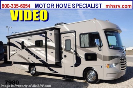 /AZ 2/7/2014 &lt;a href=&quot;http://www.mhsrv.com/thor-motor-coach/&quot;&gt;&lt;img src=&quot;http://www.mhsrv.com/images/sold-thor.jpg&quot; width=&quot;383&quot; height=&quot;141&quot; border=&quot;0&quot;/&gt;&lt;/a&gt; OVER-STOCKED CONSTRUCTION SALE at The #1 Volume Selling Motor Home Dealer in the World! Close-Out Pricing on Over 750 New Units and MHSRV Camper&#39;s Package While Supplies Last! Visit MHSRV .com or Call 800-335-6054 for complete details.  &lt;object width=&quot;400&quot; height=&quot;300&quot;&gt;&lt;param name=&quot;movie&quot; value=&quot;http://www.youtube.com/v/IK6i7SriLik?version=3&amp;amp;hl=en_US&quot;&gt;&lt;/param&gt;&lt;param name=&quot;allowFullScreen&quot; value=&quot;true&quot;&gt;&lt;/param&gt;&lt;param name=&quot;allowscriptaccess&quot; value=&quot;always&quot;&gt;&lt;/param&gt;&lt;embed src=&quot;http://www.youtube.com/v/IK6i7SriLik?version=3&amp;amp;hl=en_US&quot; type=&quot;application/x-shockwave-flash&quot; width=&quot;400&quot; height=&quot;300&quot; allowscriptaccess=&quot;always&quot; allowfullscreen=&quot;true&quot;&gt;&lt;/embed&gt;&lt;/object&gt;For the Lowest Price Please Visit MHSRV .com or Call 800-335-6054. #1 Volume Selling Dealer in the World! MSRP $103,091. New 2014 Thor Motor Coach A.C.E. Model 27.1 features a huge slide-out room and king sized bed. The A.C.E. is the class A &amp; C Evolution. It Combines many of the most popular features of a class A motor home and a class C motor home to make something truly unique to the RV industry. This unit measures approximately 28 feet 7 inches in length. Optional equipment includes beautiful Cascade HD-Max exterior, exterior 32&quot; TV, LCD TV &amp; DVD player in master bedroom, upgraded 15.0 BTU ducted roof A/C unit, second auxiliary battery and (2) power vents. The A.C.E. also features a LCD TV, drop down overhead bunk, heated power side mirrors with integrated side view cameras, automatic leveling jacks with touch pad controls, a mud-room, a Ford Triton V-10 engine, roof ladder and much more. FOR ADDITIONAL INFORMATION, VIDEO, MSRP, BROCHURE, PHOTOS &amp; MORE PLEASE CALL 800-335-6054 or VISIT MHSRV .com At Motor Home Specialist we DO NOT charge any prep or orientation fees like you will find at other dealerships. All sale prices include a 200 point inspection, interior &amp; exterior wash &amp; detail of vehicle, a thorough coach orientation with an MHS technician, an RV Starter&#39;s kit, a nights stay in our delivery park featuring landscaped and covered pads with full hook-ups and much more! Read From Thousands of Testimonials at MHSRV .com and See What They Had to Say About Their Experience at Motor Home Specialist. WHY PAY MORE?...... WHY SETTLE FOR LESS?