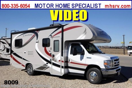 /TX 3/3/2014 &lt;a href=&quot;http://www.mhsrv.com/thor-motor-coach/&quot;&gt;&lt;img src=&quot;http://www.mhsrv.com/images/sold-thor.jpg&quot; width=&quot;383&quot; height=&quot;141&quot; border=&quot;0&quot;/&gt;&lt;/a&gt; Receive a $1,000 VISA Gift Card with purchase at The #1 Volume Selling Motor Home Dealer in the World! Offer expires March 31st, 2013. Visit MHSRV .com or Call 800-335-6054 for complete details.   &lt;object width=&quot;400&quot; height=&quot;300&quot;&gt;&lt;param name=&quot;movie&quot; value=&quot;//www.youtube.com/v/zb5_686Rceo?version=3&amp;amp;hl=en_US&quot;&gt;&lt;/param&gt;&lt;param name=&quot;allowFullScreen&quot; value=&quot;true&quot;&gt;&lt;/param&gt;&lt;param name=&quot;allowscriptaccess&quot; value=&quot;always&quot;&gt;&lt;/param&gt;&lt;embed src=&quot;//www.youtube.com/v/zb5_686Rceo?version=3&amp;amp;hl=en_US&quot; type=&quot;application/x-shockwave-flash&quot; width=&quot;400&quot; height=&quot;300&quot; allowscriptaccess=&quot;always&quot; allowfullscreen=&quot;true&quot;&gt;&lt;/embed&gt;&lt;/object&gt;   MSRP $89,414. New 2014 Thor Motor Coach Chateau Class C RV. Model 24C with slide-out, Ford E-350 chassis &amp; Ford Triton V-10 engine. This unit measures approximately 24 feet 11 inches in length. Optional equipment includes the all new HD-Max color exterior,  cab over entertainment center with 39&quot; TV &amp; sound bar, convection microwave, leatherette U-shaped dinette, child safety tether, exterior shower, heated holding tanks, second auxiliary battery, wheel liners, valve stem extenders, keyless entry, spare tire, back-up monitor, heated remote exterior mirrors with integrated side view cameras, leatherette driver &amp; passenger chairs, cockpit carpet mat and wood dash applique. The Chateau Class C RV has an incredible list of standard features for 2014 including Mega exterior storage, gas/electric water heater, auto transfer switch, electric patio awning, power windows and locks, U-shaped dinette/sleeper with seat belts, tinted coach glass, molded front cap, double door refrigerator, skylight, roof ladder, roof A/C unit, 4000 Onan Micro Quiet generator, slick fiberglass exterior, patio awning, full extension drawer glides, bedspread &amp; pillow shams and much more. FOR ADDITIONAL INFORMATION, BROCHURE, WINDOW STICKER, PHOTOS &amp; VIDEOS PLEASE VISIT MOTOR HOME SPECIALIST AT MHSRV .com or CALL 800-335-6054. At Motor Home Specialist we DO NOT charge any prep or orientation fees like you will find at other dealerships. All sale prices include a 200 point inspection, interior &amp; exterior wash &amp; detail of vehicle, a thorough coach orientation with an MHS technician, an RV Starter&#39;s kit, a nights stay in our delivery park featuring landscaped and covered pads with full hook-ups and much more! Read From Thousands of Testimonials at MHSRV .com and See What They Had to Say About Their Experience at Motor Home Specialist. WHY PAY MORE?...... WHY SETTLE FOR LESS?