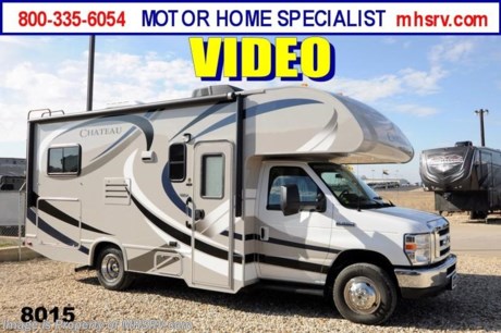/TX 2/25/2014 &lt;a href=&quot;http://www.mhsrv.com/thor-motor-coach/&quot;&gt;&lt;img src=&quot;http://www.mhsrv.com/images/sold-thor.jpg&quot; width=&quot;383&quot; height=&quot;141&quot; border=&quot;0&quot;/&gt;&lt;/a&gt; Receive a $1,000 VISA Gift Card with purchase at The #1 Volume Selling Motor Home Dealer in the World! Offer expires March 31st, 2013. Visit MHSRV .com or Call 800-335-6054 for complete details.   &lt;object width=&quot;400&quot; height=&quot;300&quot;&gt;&lt;param name=&quot;movie&quot; value=&quot;//www.youtube.com/v/zb5_686Rceo?version=3&amp;amp;hl=en_US&quot;&gt;&lt;/param&gt;&lt;param name=&quot;allowFullScreen&quot; value=&quot;true&quot;&gt;&lt;/param&gt;&lt;param name=&quot;allowscriptaccess&quot; value=&quot;always&quot;&gt;&lt;/param&gt;&lt;embed src=&quot;//www.youtube.com/v/zb5_686Rceo?version=3&amp;amp;hl=en_US&quot; type=&quot;application/x-shockwave-flash&quot; width=&quot;400&quot; height=&quot;300&quot; allowscriptaccess=&quot;always&quot; allowfullscreen=&quot;true&quot;&gt;&lt;/embed&gt;&lt;/object&gt;  MSRP $83,189. New 2014 Thor Motor Coach Chateau Class C RV. Model 22E with Ford E-350 chassis &amp; Ford Triton V-10 engine. This unit measures approximately 23 feet 11 inches in length. Optional equipment includes the all new HD-Max color exterior,  cab over entertainment center with 39&quot; TV &amp; sound bar, convection microwave, leatherette U-shaped dinette, child safety tether, exterior shower, heated holding tanks, second auxiliary battery, wheel liners, valve stem extenders, keyless entry, spare tire, back-up monitor, heated remote exterior mirrors with integrated side view cameras, leatherette driver &amp; passenger chairs, cockpit carpet mat and wood dash applique. The Chateau Class C RV has an incredible list of standard features for 2014 including Mega exterior storage, power windows and locks, gas/electric water heater, large TV with DVD player on a swivel in the cover head cab (N/A with cab over entertainment center), auto transfer switch, power patio awning, double door refrigerator, skylight, 4000 Onan Micro Quiet generator, slick fiberglass exterior, full extension drawer glides, roof ladder, bedspread &amp; pillow shams and much more. FOR ADDITIONAL INFORMATION &amp; PRODUCT VIDEO Please visit Motor Home Specialist at  MHSRV .com or Call 800-335-6054. At Motor Home Specialist we DO NOT charge any prep or orientation fees like you will find at other dealerships. All sale prices include a 200 point inspection, interior &amp; exterior wash &amp; detail of vehicle, a thorough coach orientation with an MHS technician, an RV Starter&#39;s kit, a nights stay in our delivery park featuring landscaped and covered pads with full hook-ups and much more! Read From Thousands of Testimonials at MHSRV .com and See What They Had to Say About Their Experience at Motor Home Specialist. WHY PAY MORE?...... WHY SETTLE FOR LESS?