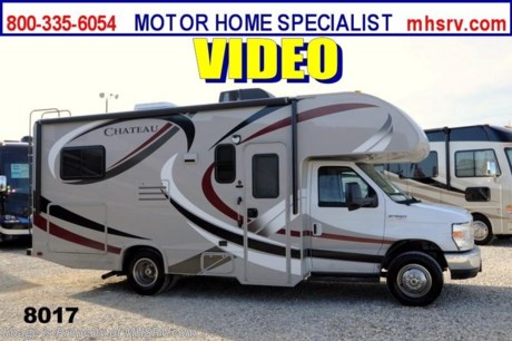 /KS 1/31/14 &lt;a href=&quot;http://www.mhsrv.com/thor-motor-coach/&quot;&gt;&lt;img src=&quot;http://www.mhsrv.com/images/sold-thor.jpg&quot; width=&quot;383&quot; height=&quot;141&quot; border=&quot;0&quot;/&gt;&lt;/a&gt; OVER-STOCKED CONSTRUCTION SALE at The #1 Volume Selling Motor Home Dealer in the World! Close-Out Pricing on Over 750 New Units and MHSRV Camper&#39;s Package While Supplies Last! Visit MHSRV .com or Call 800-335-6054 for complete details.    &lt;object width=&quot;400&quot; height=&quot;300&quot;&gt;&lt;param name=&quot;movie&quot; value=&quot;//www.youtube.com/v/zb5_686Rceo?version=3&amp;amp;hl=en_US&quot;&gt;&lt;/param&gt;&lt;param name=&quot;allowFullScreen&quot; value=&quot;true&quot;&gt;&lt;/param&gt;&lt;param name=&quot;allowscriptaccess&quot; value=&quot;always&quot;&gt;&lt;/param&gt;&lt;embed src=&quot;//www.youtube.com/v/zb5_686Rceo?version=3&amp;amp;hl=en_US&quot; type=&quot;application/x-shockwave-flash&quot; width=&quot;400&quot; height=&quot;300&quot; allowscriptaccess=&quot;always&quot; allowfullscreen=&quot;true&quot;&gt;&lt;/embed&gt;&lt;/object&gt;  MSRP $83,189. New 2014 Thor Motor Coach Chateau Class C RV. Model 22E with Ford E-350 chassis &amp; Ford Triton V-10 engine. This unit measures approximately 23 feet 11 inches in length. Optional equipment includes the all new HD-Max color exterior, cab over entertainment center with 39&quot; TV &amp; sound bar, convection microwave, leatherette U-shaped dinette, child safety tether, exterior shower, heated holding tanks, second auxiliary battery, wheel liners, valve stem extenders, keyless entry, spare tire, back-up monitor, heated remote exterior mirrors with integrated side view cameras, leatherette driver &amp; passenger chairs, cockpit carpet mat and wood dash applique. The Chateau Class C RV has an incredible list of standard features for 2014 including Mega exterior storage, power windows and locks, gas/electric water heater, large TV with DVD player on a swivel in the cover head cab (N/A with cab over entertainment center), auto transfer switch, power patio awning, double door refrigerator, skylight, 4000 Onan Micro Quiet generator, slick fiberglass exterior, full extension drawer glides, roof ladder, bedspread &amp; pillow shams and much more. FOR ADDITIONAL INFORMATION &amp; PRODUCT VIDEO Please visit Motor Home Specialist at  MHSRV .com or Call 800-335-6054. At Motor Home Specialist we DO NOT charge any prep or orientation fees like you will find at other dealerships. All sale prices include a 200 point inspection, interior &amp; exterior wash &amp; detail of vehicle, a thorough coach orientation with an MHS technician, an RV Starter&#39;s kit, a nights stay in our delivery park featuring landscaped and covered pads with full hook-ups and much more! Read From Thousands of Testimonials at MHSRV .com and See What They Had to Say About Their Experience at Motor Home Specialist. WHY PAY MORE?...... WHY SETTLE FOR LESS?