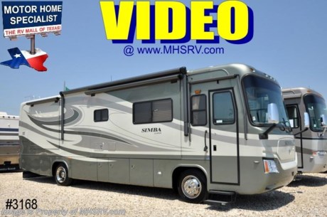 &lt;a href=&quot;http://www.mhsrv.com/other-rvs-for-sale/safari-rvs/&quot;&gt;&lt;img src=&quot;http://www.mhsrv.com/images/sold_safari.jpg&quot; width=&quot;383&quot; height=&quot;141&quot; border=&quot;0&quot; /&gt;&lt;/a&gt;&lt;a name=&quot;video&quot; id=&quot;video&quot;&gt;&lt;/a&gt;&lt;iframe src=&quot;http://www.mhsrv.com/video-brochures/2008-safari-simba-diesel.htm&quot; frameborder=&quot;0&quot; scrolling=&quot;no&quot; style=&quot;width: 360px; height: 300px; margin: 15px 0px 5px 8px;&quot;&gt;&lt;/iframe&gt; &lt;a href=&quot;http://www.mhsrv.com/new-RVs.htm&quot; style=&quot;text-decoration: none;&quot; style=&quot;color: Black&quot;target=&quot;_blank&quot;&gt;New RV&lt;/a&gt; &lt;B&gt;&lt;font color=&quot;Red&quot;&gt;Emergency 911 Inventory Reduction Sale. &lt;/B&gt;&lt;/FONT&gt; Sold RV to North Dakota 10/15/09 - 2008 Safari Simba Rear Diesel 37&#39; with 4 slides by Monaco, model 37PDQ, 2,987 Miles. 330 HP Caterpillar diesel w/860lbs of torque, Allison 3000 series 6-speed transmission, 10,000lb. hitch, raised rail chassis, one piece peaked fiberglass roof, Gel coat sidewalls with full body paint, 7&#39; ceiling heights, one piece windshield, side hinge baggage doors, chrome power heated mirrors, power front visors, 2 LCD TVs, solid surface counter, day/night shades, dual pane glass and much more. In addition to this impressive list of standards it also features the optional 3M front film protection, full length mud flap, air horns, slide out cargo tray, six way power seats, 3-Camera rear vision system, interior sun screen, refrigerator with ice maker, combination washer/dryer, central vacuum, ceiling fan in bedroom, exterior radio, home theater system, DVD player in bedroom, 32&quot; LCD TV in living room, raised panel refrigerator doors, full tile living room, Euro recliner with ottoman, two additional dinette chairs, exterior tank gauges, 2000 watt inverter, manual power cord reel, 8.0 Onan diesel generator, RV Sani-Con drainage system, power patio awning and an upgraded second roof A/C unit with heat pump. Sale price includes all rebates and incentives that may apply unless otherwise specified. Get pre-approved now with our &lt;a href=&quot;http://www.mhsrv.com/finance-your-rv.htm&quot; style=&quot;text-decoration: none;&quot; style=&quot;color: Black&quot;target=&quot;_blank&quot;&gt;RV Financing&lt;/a&gt; at Motor Home Specialist, the #1 Texas &lt;a href=&quot;http://www.mhsrv.com/rv-dealers.htm&quot; style=&quot;text-decoration: none;&quot; style=&quot;color: Black&quot;target=&quot;_blank&quot;&gt;RV Dealers&lt;/a&gt;. View additional &lt;a href=&quot;http://www.mhsrv.com/rv-virtual-tours.htm&quot; style=&quot;text-decoration: none;&quot; style=&quot;color: Black&quot;target=&quot;_blank&quot;&gt;motor home photos&lt;/a&gt; of this &lt;a href=&quot;http://www.mhsrv.com/inventory.asp#16&quot; style=&quot;text-decoration: none;&quot; style=&quot;color: Black&quot;target=&quot;_blank&quot;&gt;Class A RV&lt;/a&gt; or learn more about our complete line of &lt;a href=&quot;http://www.mhsrv.com/class-a-rvs.htm&quot;style=&quot;text-decoration: none;&quot; style=&quot;color: Black&quot;target=&quot;_blank&quot;&gt;Class A RVs&lt;/a&gt; at &lt;a href=&quot;http://www.mhsrv.com&quot;style=&quot;text-decoration: none;&quot; style=&quot;color: Black&quot;target=&quot;_blank&quot;&gt;www.mhsrv.com&lt;/a&gt; or call 800-335-6054.