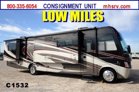 /AR 3/25/14 &lt;a href=&quot;http://www.mhsrv.com/thor-motor-coach/&quot;&gt;&lt;img src=&quot;http://www.mhsrv.com/images/sold-thor.jpg&quot; width=&quot;383&quot; height=&quot;141&quot; border=&quot;0&quot;/&gt;&lt;/a&gt; *Consignment Unit* Used 2013 Thor Motor Coach Challenger Model 37GT with 5,544 miles. This RV measures approximately 37 feet 10 inches in length and features (3) slide-out rooms, a slide out buffet with 2 chairs with large LCD TV in the living room, Vintage Maple wood package, Cherry Pearl Full Body Paint exterior, side-by-side refrigerator, exterior entertainment package, 600 Watt inverter, 2 folding chairs, dual pane windows and a 3-burner range with oven, Ford Triton V-10 engine, 5-speed automatic transmission, 22-Series ford chassis with aluminum wheels, fully automatic hydraulic leveling system, electric patio awning, side hinged baggage doors, iPod docking station, DVD, LCD TVs, day/night shades, Corian kitchen counter, dual roof A/C units, 5500 Onan Marquis Gold generator, gas/electric water heater, heated and enclosed holding tanks and much more. CALL MOTOR HOME SPECIALIST at 800-335-6054 or Visit MHSRV .com for more.