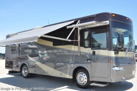 &lt;a href=&quot;http://www.mhsrv.com/other-rvs-for-sale/itasca-rv/&quot;&gt;&lt;img src=&quot;http://www.mhsrv.com/images/sold_itasca.jpg&quot; width=&quot;383&quot; height=&quot;141&quot; border=&quot;0&quot; /&gt;&lt;/a&gt;&lt;a href=&quot;http://www.mhsrv.com/pre-owned-RVs.htm&quot; style=&quot;text-decoration: none;&quot; style=&quot;color: Black&quot;target=&quot;_blank&quot;&gt;Pre-Owned RV&lt;/a&gt; &lt;B&gt;&lt;font color=&quot;Red&quot;&gt;Emergency 911 Inventory Reduction Sale. &lt;/B&gt;&lt;/FONT&gt;2005 Itasca Meridian by Winnebago Industries, model 32T w/2 Slides. This Meridian features the Cummins 300 HP diesel, Allison 6-speed transmission, Freightliner chassis, Dimensions inverter, Onan 7500 quiet diesel generator, leveling system, Sony back-up camera, Sony surround sound with DVD, flat screen TV in living room, LCD TV in bedroom, satellite, basement A/C unit, 4-door refrigerator w/ice maker, power entry and patio awnings, window awnings, slide-out awning toppers, power driver&#39;s seat, (2) slide-out cargo trays, roof ladder, power steps, gravel shield, front coach mask, exterior speakers, fiberglass roof, air horns, exhaust brake, Smart-Wheel, power visors, cab fans, power mirrors with heat, CD changer, power step well cover, microwave/convection oven, heat pump, EMS, dual pane glass, day/night shades, booth/sleeper, solid surface kitchen and bath counters, Select Comfort rear queen bed and more. Only 29K miles, very clean, non-smoking unit, serviced and fully detailed. Get pre-approved now with our &lt;a href=&quot;http://www.mhsrv.com/finance-your-rv.htm&quot; style=&quot;text-decoration: none;&quot;  style=&quot;color: Black&quot;target=&quot;_blank&quot;&gt;RV Financing&lt;/a&gt; at Motor Home Specialist, the #1 Texas &lt;a href=&quot;http://www.mhsrv.com/rv-dealers.htm&quot; style=&quot;text-decoration: none;&quot; style=&quot;color: Black&quot;target=&quot;_blank&quot;&gt;RV Dealers&lt;/a&gt;. View additional &lt;a href=&quot;http://www.mhsrv.com/rv-virtual-tours.htm&quot; style=&quot;text-decoration: none;&quot; style=&quot;color: Black&quot;target=&quot;_blank&quot;&gt;motor home photos&lt;/a&gt; of this &lt;a href=&quot;http://www.mhsrv.com/inventory.asp&quot; style=&quot;text-decoration: none;&quot; style=&quot;color: Black&quot;target=&quot;_blank&quot;&gt;Used RV&lt;/a&gt; or learn more about one of the largest selections of &lt;a href=&quot;http://www.mhsrv.com/used-rvs.htm&quot;style=&quot;text-decoration: none;&quot; style=&quot;color: Black&quot;target=&quot;_blank&quot;&gt;Used RVs&lt;/a&gt; in the country at &lt;a href=&quot;http://www.mhsrv.com&quot; style=&quot;text-decoration: none;&quot; style=&quot;color: Black&quot;target=&quot;_blank&quot;&gt;www.mhsrv.com&lt;/a&gt; or call 800-335-6054.