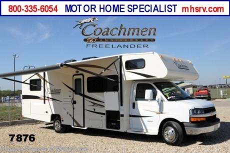 /TX 2/17/2014 &lt;a href=&quot;http://www.mhsrv.com/coachmen-rv/&quot;&gt;&lt;img src=&quot;http://www.mhsrv.com/images/sold-coachmen.jpg&quot; width=&quot;383&quot; height=&quot;141&quot; border=&quot;0&quot;/&gt;&lt;/a&gt; OVER-STOCKED CONSTRUCTION SALE at The #1 Volume Selling Motor Home Dealer in the World! Close-Out Pricing on Over 750 New Units and MHSRV Camper&#39;s Package While Supplies Last! Visit MHSRV .com or Call 800-335-6054 for complete details.  &lt;object width=&quot;400&quot; height=&quot;300&quot;&gt;&lt;param name=&quot;movie&quot; value=&quot;http://www.youtube.com/v/fBpsq4hH-Ws?version=3&amp;amp;hl=en_US&quot;&gt;&lt;/param&gt;&lt;param name=&quot;allowFullScreen&quot; value=&quot;true&quot;&gt;&lt;/param&gt;&lt;param name=&quot;allowscriptaccess&quot; value=&quot;always&quot;&gt;&lt;/param&gt;&lt;embed src=&quot;http://www.youtube.com/v/fBpsq4hH-Ws?version=3&amp;amp;hl=en_US&quot; type=&quot;application/x-shockwave-flash&quot; width=&quot;400&quot; height=&quot;300&quot; allowscriptaccess=&quot;always&quot; allowfullscreen=&quot;true&quot;&gt;&lt;/embed&gt;&lt;/object&gt; MSRP $82,966. New 2014 Coachmen Freelander Model 28QB. This Class C RV measures approximately 30 feet 9 inches in length and features a tremendous amount of living &amp; storage area. This beautiful RV includes the 50th Anniversary pack featuring high gloss colored fiberglass sidewalls, fiberglass running boards, tinted windows, 3 burner range with oven, stainless steel wheel inserts, AM/FM stereo, rear ladder, Travel East Roadside Assistance, 50 gallon fresh water tank, 5,000 lb. hitch, glass shower door, Onan generator, 80 inch long bed, roller bearing drawer glides, Azdel Composite sidewall and Thermofoil counter tops. Additional options include the all new Platinum wood color, exterior privacy windshield cover, air assisted suspension, spare tire, 15K BTU A/C with heat pump, exterior entertainment center and 24&quot; LCD TV w/DVD, as well as the Freelander Premier Package which including an electric awning, back-up camera, child saftey net and ladder and heated holding tanks.  The Coachmen Freelander RV also features a Chevy 4500 series chassis, 6.0L Vortec V-8, 6-speed automatic transmission, 57 gallon fuel tank and more. For additional photos, details, videos &amp; SALE PRICE please visit Motor Home Specialist, the #1 Volume Selling Dealer in the World, at MHSRV .com or Call 800-335-6054. At Motor Home Specialist we DO NOT charge any prep or orientation fees like you will find at other dealerships. All sale prices include a 200 point inspection, interior &amp; exterior wash &amp; detail of vehicle, a thorough coach orientation with an MHS technician, an RV Starter&#39;s kit, a nights stay in our delivery park featuring landscaped and covered pads with full hook-ups and much more! Read From Thousands of Testimonials at MHSRV .com and See What They Had to Say About Their Experience at Motor Home Specialist. WHY PAY MORE?...... WHY SETTLE FOR LESS?