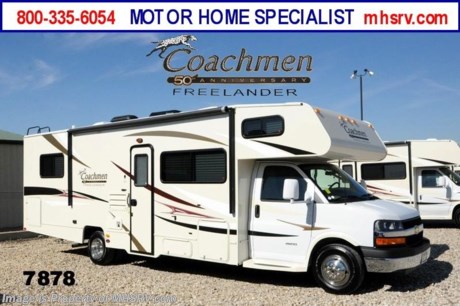 /TX 2/25/2014 &lt;a href=&quot;http://www.mhsrv.com/coachmen-rv/&quot;&gt;&lt;img src=&quot;http://www.mhsrv.com/images/sold-coachmen.jpg&quot; width=&quot;383&quot; height=&quot;141&quot; border=&quot;0&quot;/&gt;&lt;/a&gt; OVER-STOCKED CONSTRUCTION SALE at The #1 Volume Selling Motor Home Dealer in the World! Close-Out Pricing on Over 750 New Units and MHSRV Camper&#39;s Package While Supplies Last! Visit MHSRV .com or Call 800-335-6054 for complete details.  &lt;object width=&quot;400&quot; height=&quot;300&quot;&gt;&lt;param name=&quot;movie&quot; value=&quot;http://www.youtube.com/v/fBpsq4hH-Ws?version=3&amp;amp;hl=en_US&quot;&gt;&lt;/param&gt;&lt;param name=&quot;allowFullScreen&quot; value=&quot;true&quot;&gt;&lt;/param&gt;&lt;param name=&quot;allowscriptaccess&quot; value=&quot;always&quot;&gt;&lt;/param&gt;&lt;embed src=&quot;http://www.youtube.com/v/fBpsq4hH-Ws?version=3&amp;amp;hl=en_US&quot; type=&quot;application/x-shockwave-flash&quot; width=&quot;400&quot; height=&quot;300&quot; allowscriptaccess=&quot;always&quot; allowfullscreen=&quot;true&quot;&gt;&lt;/embed&gt;&lt;/object&gt; MSRP $82,966. New 2014 Coachmen Freelander Model 28QB. This Class C RV measures approximately 30 feet 9 inches in length and features a tremendous amount of living &amp; storage area. This beautiful RV includes the 50th Anniversary pack featuring high gloss colored fiberglass sidewalls, fiberglass running boards, tinted windows, 3 burner range with oven, stainless steel wheel inserts, AM/FM stereo, rear ladder, Travel East Roadside Assistance, 50 gallon fresh water tank, 5,000 lb. hitch, glass shower door, Onan generator, 80 inch long bed, roller bearing drawer glides, Azdel Composite sidewall and Thermofoil counter tops. Additional options include the all new Platinum wood color, exterior privacy windshield cover, air assisted suspension, spare tire, 15K BTU A/C with heat pump, exterior entertainment center and 24&quot; LCD TV w/DVD, as well as the Freelander Premier Package which including an electric awning, back-up camera, child saftey net and ladder and heated holding tanks.  The Coachmen Freelander RV also features a Chevy 4500 series chassis, 6.0L Vortec V-8, 6-speed automatic transmission, 57 gallon fuel tank and more. For additional photos, details, videos &amp; SALE PRICE please visit Motor Home Specialist, the #1 Volume Selling Dealer in the World, at MHSRV .com or Call 800-335-6054. At Motor Home Specialist we DO NOT charge any prep or orientation fees like you will find at other dealerships. All sale prices include a 200 point inspection, interior &amp; exterior wash &amp; detail of vehicle, a thorough coach orientation with an MHS technician, an RV Starter&#39;s kit, a nights stay in our delivery park featuring landscaped and covered pads with full hook-ups and much more! Read From Thousands of Testimonials at MHSRV .com and See What They Had to Say About Their Experience at Motor Home Specialist. WHY PAY MORE?...... WHY SETTLE FOR LESS?