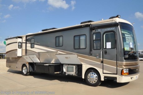 &lt;a href=&quot;http://www.mhsrv.com/other-rvs-for-sale/fleetwood-rvs/&quot;&gt;&lt;img src=&quot;http://www.mhsrv.com/images/sold-fleetwood.jpg&quot; width=&quot;383&quot; height=&quot;141&quot; border=&quot;0&quot; /&gt;&lt;/a&gt;
Sold RV to Texas 10/31/09 - 2007 Fleetwood Discovery with 2 slides including a full wall side Model with 20,344 miles.  This RV is approximately 39‘ in length and features a Caterpillar 330 HP diesel engine, Allison 6-Speed transmission, Freightliner chassis, Xantrex inverter, Onan 7500 Quiet Diesel generator, Power Gear automatic leveling system, back up camera, air brakes, cruise, tilt, telescope, power visors, power heated seats, cab fans, power mirrors with heat, (2) DVD/VCR combos, (2) TVs, (2) surround sounds, KVH satellite, micro/convection oven, stove top, oven, electric/gas water heater,  4-door Norcold refrigerator, washer/dryer combo, energy management system, automatic generator start, dual pane glass, day/night shades, booth, 7&#39; soft touch vinyl ceilings, fantastic vent solid surface counters, sliding glass wardrobe closet, central vacuum, exterior freezer/fridge, 50 amp service, roof ladder, power steps, wheel simulators, spot light, exterior shower, exterior stereo, solar panel, air horns, slide out awning toppers, power awning, exterior kitchen/Grill counter, 5,000 lb. hitch, and more. 