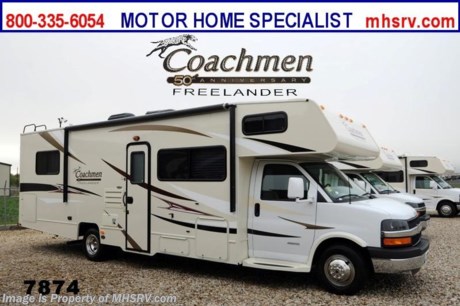 /TX 12/28/2013 &lt;a href=&quot;http://www.mhsrv.com/coachmen-rv/&quot;&gt;&lt;img src=&quot;http://www.mhsrv.com/images/sold-coachmen.jpg&quot; width=&quot;383&quot; height=&quot;141&quot; border=&quot;0&quot; /&gt;&lt;/a&gt; YEAR END CLOSE-OUT! Purchase this unit anytime before Dec. 30th, 2013 and MHSRV will Donate $1,000 to Cook Children&#39;s. Complete details at MHSRV .com or 800-335-6054. For the Lowest Price &amp; Largest Selection Visit Motor Home Specialist, the #1 Volume Selling Dealer in the World! &lt;object width=&quot;400&quot; height=&quot;300&quot;&gt;&lt;param name=&quot;movie&quot; value=&quot;http://www.youtube.com/v/fBpsq4hH-Ws?version=3&amp;amp;hl=en_US&quot;&gt;&lt;/param&gt;&lt;param name=&quot;allowFullScreen&quot; value=&quot;true&quot;&gt;&lt;/param&gt;&lt;param name=&quot;allowscriptaccess&quot; value=&quot;always&quot;&gt;&lt;/param&gt;&lt;embed src=&quot;http://www.youtube.com/v/fBpsq4hH-Ws?version=3&amp;amp;hl=en_US&quot; type=&quot;application/x-shockwave-flash&quot; width=&quot;400&quot; height=&quot;300&quot; allowscriptaccess=&quot;always&quot; allowfullscreen=&quot;true&quot;&gt;&lt;/embed&gt;&lt;/object&gt; MSRP $82,966. New 2014 Coachmen Freelander Model 28QB. This Class C RV measures approximately 30 feet 9 inches in length and features a tremendous amount of living &amp; storage area. This beautiful RV includes the 50th Anniversary pack featuring high gloss colored fiberglass sidewalls, fiberglass running boards, tinted windows, 3 burner range with oven, stainless steel wheel inserts, AM/FM stereo, rear ladder, Travel East Roadside Assistance, 50 gallon fresh water tank, 5,000 lb. hitch, glass shower door, Onan generator, 80 inch long bed, roller bearing drawer glides, Azdel Composite sidewall and Thermofoil counter tops. Additional options include the all new Platinum wood color, exterior privacy windshield cover, air assisted suspension, spare tire, 15K BTU A/C with heat pump, exterior entertainment center and 24&quot; LCD TV w/DVD, as well as the Freelander Premier Package which including an electric awning, back-up camera, child saftey net and ladder and heated holding tanks.  The Coachmen Freelander RV also features a Chevy 4500 series chassis, 6.0L Vortec V-8, 6-speed automatic transmission, 57 gallon fuel tank and more. For additional photos, details, videos &amp; SALE PRICE please visit Motor Home Specialist, the #1 Volume Selling Dealer in the World, at MHSRV .com or Call 800-335-6054. At Motor Home Specialist we DO NOT charge any prep or orientation fees like you will find at other dealerships. All sale prices include a 200 point inspection, interior &amp; exterior wash &amp; detail of vehicle, a thorough coach orientation with an MHS technician, an RV Starter&#39;s kit, a nights stay in our delivery park featuring landscaped and covered pads with full hook-ups and much more! Read From Thousands of Testimonials at MHSRV .com and See What They Had to Say About Their Experience at Motor Home Specialist. WHY PAY MORE?...... WHY SETTLE FOR LESS?