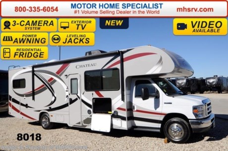 /TX 7/14 &lt;a href=&quot;http://www.mhsrv.com/thor-motor-coach/&quot;&gt;&lt;img src=&quot;http://www.mhsrv.com/images/sold-thor.jpg&quot; width=&quot;383&quot; height=&quot;141&quot; border=&quot;0&quot;/&gt;&lt;/a&gt;
 2014 CLOSEOUT! Receive a $1,000 VISA Gift Card with purchase from Motor Home Specialist while supplies last and if you purchase now through July 31st, 2014 MHSRV will donate $1,000 to the Intrepid Fallen Heroes Fund adding to our now more than $265,000 already raised!  &lt;object width=&quot;400&quot; height=&quot;300&quot;&gt;&lt;param name=&quot;movie&quot; value=&quot;//www.youtube.com/v/zb5_686Rceo?version=3&amp;amp;hl=en_US&quot;&gt;&lt;/param&gt;&lt;param name=&quot;allowFullScreen&quot; value=&quot;true&quot;&gt;&lt;/param&gt;&lt;param name=&quot;allowscriptaccess&quot; value=&quot;always&quot;&gt;&lt;/param&gt;&lt;embed src=&quot;//www.youtube.com/v/zb5_686Rceo?version=3&amp;amp;hl=en_US&quot; type=&quot;application/x-shockwave-flash&quot; width=&quot;400&quot; height=&quot;300&quot; allowscriptaccess=&quot;always&quot; allowfullscreen=&quot;true&quot;&gt;&lt;/embed&gt;&lt;/object&gt; For Lowest Price &amp; Largest Selection Visit the #1 Volume Selling Dealer in the World at MHSRV .com or Call 800-335-6054. MSRP $109,732. New 2014 Thor Motor Coach Chateau Class C RV. Model 31W with Ford E-450 chassis, Ford Triton V-10 engine and measures approximately 32 feet 2 inches in length. The Chateau 31W features the Premier Package which includes solid surface kitchen countertop with pressed dinette top, roller shades, power charging center for electronics, enclosed area for sewer tank valves, water filter system, LED ceiling lights, black tank flush, 30 inch over the range microwave and exterior speakers. Optional equipment includes the HD-Max exterior, cabover entertainment center with a 39&quot; TV/DVD &amp; Soundbar, exterior entertainment center, leatherette sofa, dual child safety tether, power attic fan in overhead bunk, upgraded 15,000 BTU A/C, spare tire, heated remote exterior mirrors with integrated side view cameras, power driver&#39;s chair, leatherette driver &amp; passenger chairs, cockpit carpet mat and wood dash applique. The Chateau 31W Class C RV has an incredible list of standard features including power windows and locks, automatic hydraulic leveling jacks, second auxiliary battery, bedroom TV, 3 burner high output range top with oven, gas/electric water heater, holding tanks with heat pads, auto transfer switch, wheel liners, valve stem extenders, keyless entry, automatic electric patio awning, back-up monitor, double door refrigerator, roof ladder, 4000 Onan Micro Quiet generator, slick fiberglass exterior, full extension drawer glides, bedspread &amp; pillow shams and much more. FOR ADDITIONAL INFORMATION, BROCHURE, WINDOW STICKER, PHOTOS &amp; VIDEOS PLEASE VISIT MOTOR HOME SPECIALIST AT MHSRV .com or CALL 800-335-6054. At Motor Home Specialist we DO NOT charge any prep or orientation fees like you will find at other dealerships. All sale prices include a 200 point inspection, interior &amp; exterior wash &amp; detail of vehicle, a thorough coach orientation with an MHS technician, an RV Starter&#39;s kit, a nights stay in our delivery park featuring landscaped and covered pads with full hook-ups and much more! Read From Thousands of Testimonials at MHSRV .com and See What They Had to Say About Their Experience at Motor Home Specialist. WHY PAY MORE?...... WHY SETTLE FOR LESS?