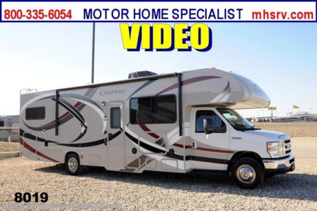 /TX 2/25/2014 &lt;a href=&quot;http://www.mhsrv.com/thor-motor-coach/&quot;&gt;&lt;img src=&quot;http://www.mhsrv.com/images/sold-thor.jpg&quot; width=&quot;383&quot; height=&quot;141&quot; border=&quot;0&quot;/&gt;&lt;/a&gt; Receive a $1,000 VISA Gift Card with purchase at The #1 Volume Selling Motor Home Dealer in the World! Offer expires March 31st, 2013. Visit MHSRV .com or Call 800-335-6054 for complete details.   &lt;object width=&quot;400&quot; height=&quot;300&quot;&gt;&lt;param name=&quot;movie&quot; value=&quot;//www.youtube.com/v/zb5_686Rceo?version=3&amp;amp;hl=en_US&quot;&gt;&lt;/param&gt;&lt;param name=&quot;allowFullScreen&quot; value=&quot;true&quot;&gt;&lt;/param&gt;&lt;param name=&quot;allowscriptaccess&quot; value=&quot;always&quot;&gt;&lt;/param&gt;&lt;embed src=&quot;//www.youtube.com/v/zb5_686Rceo?version=3&amp;amp;hl=en_US&quot; type=&quot;application/x-shockwave-flash&quot; width=&quot;400&quot; height=&quot;300&quot; allowscriptaccess=&quot;always&quot; allowfullscreen=&quot;true&quot;&gt;&lt;/embed&gt;&lt;/object&gt; For Lowest Price &amp; Largest Selection Visit the #1 Volume Selling Dealer in the World at MHSRV .com or Call 800-335-6054. MSRP $109,732. New 2014 Thor Motor Coach Chateau Class C RV. Model 31W with Ford E-450 chassis, Ford Triton V-10 engine and measures approximately 32 feet 2 inches in length. The Chateau 31W features the Premier Package which includes solid surface kitchen countertop with pressed dinette top, roller shades, power charging center for electronics, enclosed area for sewer tank valves, water filter system, LED ceiling lights, black tank flush, 30 inch over the range microwave and exterior speakers. Optional equipment includes the HD-Max exterior, cabover entertainment center with a 39&quot; TV/DVD &amp; Soundbar, exterior entertainment center, leatherette sofa, dual child safety tether, power attic fan in overhead bunk, upgraded 15,000 BTU A/C, spare tire, heated remote exterior mirrors with integrated side view cameras, power driver&#39;s chair, leatherette driver &amp; passenger chairs, cockpit carpet mat and wood dash applique. The Chateau 31W Class C RV has an incredible list of standard features including power windows and locks, automatic hydraulic leveling jacks, second auxiliary battery, bedroom TV, 3 burner high output range top with oven, gas/electric water heater, holding tanks with heat pads, auto transfer switch, wheel liners, valve stem extenders, keyless entry, automatic electric patio awning, back-up monitor, double door refrigerator, roof ladder, 4000 Onan Micro Quiet generator, slick fiberglass exterior, full extension drawer glides, bedspread &amp; pillow shams and much more. FOR ADDITIONAL INFORMATION, BROCHURE, WINDOW STICKER, PHOTOS &amp; VIDEOS PLEASE VISIT MOTOR HOME SPECIALIST AT MHSRV .com or CALL 800-335-6054. At Motor Home Specialist we DO NOT charge any prep or orientation fees like you will find at other dealerships. All sale prices include a 200 point inspection, interior &amp; exterior wash &amp; detail of vehicle, a thorough coach orientation with an MHS technician, an RV Starter&#39;s kit, a nights stay in our delivery park featuring landscaped and covered pads with full hook-ups and much more! Read From Thousands of Testimonials at MHSRV .com and See What They Had to Say About Their Experience at Motor Home Specialist. WHY PAY MORE?...... WHY SETTLE FOR LESS?