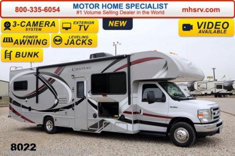 /NM 7/14 &lt;a href=&quot;http://www.mhsrv.com/thor-motor-coach/&quot;&gt;&lt;img src=&quot;http://www.mhsrv.com/images/sold-thor.jpg&quot; width=&quot;383&quot; height=&quot;141&quot; border=&quot;0&quot;/&gt;&lt;/a&gt; 2014 CLOSEOUT! Receive a $1,000 VISA Gift Card with purchase from Motor Home Specialist while supplies last and if you purchase now through July 31st, 2014 MHSRV will donate $1,000 to the Intrepid Fallen Heroes Fund adding to our now more than $265,000 already raised!  &lt;object width=&quot;400&quot; height=&quot;300&quot;&gt;&lt;param name=&quot;movie&quot; value=&quot;//www.youtube.com/v/zb5_686Rceo?version=3&amp;amp;hl=en_US&quot;&gt;&lt;/param&gt;&lt;param name=&quot;allowFullScreen&quot; value=&quot;true&quot;&gt;&lt;/param&gt;&lt;param name=&quot;allowscriptaccess&quot; value=&quot;always&quot;&gt;&lt;/param&gt;&lt;embed src=&quot;//www.youtube.com/v/zb5_686Rceo?version=3&amp;amp;hl=en_US&quot; type=&quot;application/x-shockwave-flash&quot; width=&quot;400&quot; height=&quot;300&quot; allowscriptaccess=&quot;always&quot; allowfullscreen=&quot;true&quot;&gt;&lt;/embed&gt;&lt;/object&gt; For Lowest Price &amp; Largest Selection Visit the #1 Volume Selling Dealer in the World at MHSRV .com or Call 800-335-6054. MSRP $110,077. New 2014 Thor Motor Coach Chateau Class C RV. Model 31E bunk house with Ford E-450 chassis, Ford Triton V-10 engine and measures approximately 32 feet 7 inches in length. The Chateau 31E features the Premier Package which includes solid surface kitchen countertop with pressed dinette top, roller shades, power charging center for electronics, enclosed area for sewer tank valves, water filter system, LED ceiling lights, black tank flush, 30 inch over the range microwave and exterior speakers. Optional equipment includes the HD-Max exterior, cabover entertainment center with a 39&quot; TV/DVD &amp; Soundbar, (2) LCD TVs with DVD player in bunk beds, exterior entertainment center, leatherette sofa, dual child safety tether, power attic fan in overhead bunk, upgraded 15,000 BTU A/C, second auxiliary battery, spare tire, automatic hydraulic leveling jacks, heated remote exterior mirrors with integrated side view cameras, power driver&#39;s chair, leatherette driver &amp; passenger chairs, cockpit carpet mat and wood dash applique. The Chateau 31E Class C RV has an incredible list of standard features including power windows and locks, bedroom TV, 3 burner high output range top with oven, gas/electric water heater, holding tanks with heat pads, auto transfer switch, wheel liners, valve stem extenders, keyless entry, automatic electric patio awning, back-up monitor, double door refrigerator, roof ladder, 4000 Onan Micro Quiet generator, slick fiberglass exterior, full extension drawer glides, bedspread &amp; pillow shams and much more. FOR ADDITIONAL INFORMATION, BROCHURE, WINDOW STICKER, PHOTOS &amp; VIDEOS PLEASE VISIT MOTOR HOME SPECIALIST AT MHSRV .com or CALL 800-335-6054. At Motor Home Specialist we DO NOT charge any prep or orientation fees like you will find at other dealerships. All sale prices include a 200 point inspection, interior &amp; exterior wash &amp; detail of vehicle, a thorough coach orientation with an MHS technician, an RV Starter&#39;s kit, a nights stay in our delivery park featuring landscaped and covered pads with full hook-ups and much more! Read From Thousands of Testimonials at MHSRV .com and See What They Had to Say About Their Experience at Motor Home Specialist. WHY PAY MORE?...... WHY SETTLE FOR LESS?