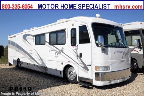 /KS 3/19/14  *SOLD*  Used American Coach RV for Sale- 2000 American Eagle 40VS with 2 slides is approximately 39 feet in length with a 350HP Cummins engine with side radiator, Spartan chassis with IFS, power mirrors with heat, 7.5KW Onan diesel generator on a power slide, auto gen start, window awnings, slide-out room toppers, 2 half length slide out cargo trays, aluminum wheels, solar panel, hydraulic leveling system, back up camera, Magnum inverter, ceramic tile floors, solid surface counters, dual pane windows, washer/dryer combo, convection microwave, 2 ducted roof A/Cs and 2 TVs. For additional information and photos please visit Motor Home Specialist at www.MHSRV .com or call 800-335-6054.