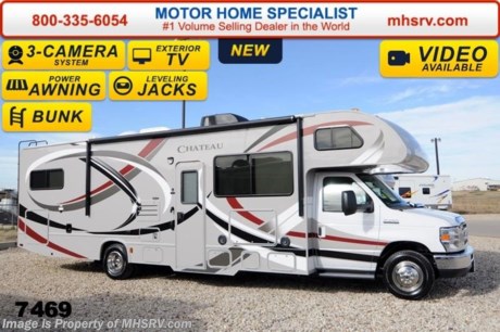 /WA 4/8/14 &lt;a href=&quot;http://www.mhsrv.com/thor-motor-coach/&quot;&gt;&lt;img src=&quot;http://www.mhsrv.com/images/sold-thor.jpg&quot; width=&quot;383&quot; height=&quot;141&quot; border=&quot;0&quot;/&gt;&lt;/a&gt; Receive a $1,000 VISA Gift Card with purchase at The #1 Volume Selling Motor Home Dealer in the World! Offer expires March 31st, 2014. Visit MHSRV .com or Call 800-335-6054 for complete details.  &lt;object width=&quot;400&quot; height=&quot;300&quot;&gt;&lt;param name=&quot;movie&quot; value=&quot;//www.youtube.com/v/zb5_686Rceo?version=3&amp;amp;hl=en_US&quot;&gt;&lt;/param&gt;&lt;param name=&quot;allowFullScreen&quot; value=&quot;true&quot;&gt;&lt;/param&gt;&lt;param name=&quot;allowscriptaccess&quot; value=&quot;always&quot;&gt;&lt;/param&gt;&lt;embed src=&quot;//www.youtube.com/v/zb5_686Rceo?version=3&amp;amp;hl=en_US&quot; type=&quot;application/x-shockwave-flash&quot; width=&quot;400&quot; height=&quot;300&quot; allowscriptaccess=&quot;always&quot; allowfullscreen=&quot;true&quot;&gt;&lt;/embed&gt;&lt;/object&gt; For Lowest Price &amp; Largest Selection Visit the #1 Volume Selling Dealer in the World at MHSRV .com or Call 800-335-6054. MSRP $110,407. New 2014 Thor Motor Coach Chateau Class C RV. Model 31E bunk house with Ford E-450 chassis, Ford Triton V-10 engine and measures approximately 32 feet 7 inches in length. The Chateau 31E features the Premier Package which includes solid surface kitchen countertop with pressed dinette top, roller shades, power charging center for electronics, enclosed area for sewer tank valves, water filter system, LED ceiling lights, black tank flush, 30 inch over the range microwave and exterior speakers. Optional equipment includes the HD-Max exterior, (2) LCD TVs with DVD player in bunk beds, exterior entertainment center, leatherette sofa, child safety tether, power attic fan in overhead bunk, upgraded 15,000 BTU A/C, second auxiliary battery, spare tire, bedroom TV, heated remote exterior mirrors with integrated side view cameras, power driver&#39;s chair, leatherette driver &amp; passenger chairs, cockpit carpet mat and wood dash applique. The Chateau 31E Class C RV has an incredible list of standard features including power windows and locks, bedroom TV, 3 burner high output range top with oven, gas/electric water heater, holding tanks with heat pads, auto transfer switch, wheel liners, valve stem extenders, keyless entry, automatic electric patio awning, back-up monitor, double door refrigerator, roof ladder, 4000 Onan Micro Quiet generator, slick fiberglass exterior, full extension drawer glides, bedspread &amp; pillow shams and much more. FOR ADDITIONAL INFORMATION, BROCHURE, WINDOW STICKER, PHOTOS &amp; VIDEOS PLEASE VISIT MOTOR HOME SPECIALIST AT MHSRV .com or CALL 800-335-6054. At Motor Home Specialist we DO NOT charge any prep or orientation fees like you will find at other dealerships. All sale prices include a 200 point inspection, interior &amp; exterior wash &amp; detail of vehicle, a thorough coach orientation with an MHS technician, an RV Starter&#39;s kit, a nights stay in our delivery park featuring landscaped and covered pads with full hook-ups and much more! Read From Thousands of Testimonials at MHSRV .com and See What They Had to Say About Their Experience at Motor Home Specialist. WHY PAY MORE?...... WHY SETTLE FOR LESS?