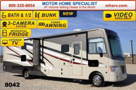 /TX 3/19/2014  *SOLD*  Receive a $1,000 VISA Gift Card with purchase at The #1 Volume Selling Motor Home Dealer in the World! Offer expires March 31st, 2013. Visit MHSRV .com or Call 800-335-6054 for complete details. &lt;object width=&quot;400&quot; height=&quot;300&quot;&gt;&lt;param name=&quot;movie&quot; value=&quot;//www.youtube.com/v/Bka_R_kS_Hg?version=3&amp;amp;hl=en_US&quot;&gt;&lt;/param&gt;&lt;param name=&quot;allowFullScreen&quot; value=&quot;true&quot;&gt;&lt;/param&gt;&lt;param name=&quot;allowscriptaccess&quot; value=&quot;always&quot;&gt;&lt;/param&gt;&lt;embed src=&quot;//www.youtube.com/v/Bka_R_kS_Hg?version=3&amp;amp;hl=en_US&quot; type=&quot;application/x-shockwave-flash&quot; width=&quot;400&quot; height=&quot;300&quot; allowscriptaccess=&quot;always&quot; allowfullscreen=&quot;true&quot;&gt;&lt;/embed&gt;&lt;/object&gt;
M.S.R.P $133,929 - New 2014 Coachmen Mirada Model 35BH is unique to the industry because it not only boast 2 Slide-out rooms, a 39 inch TV and residential refrigerator, but also hallway bunk beds and a bath &amp; 1/2! It measures approximately 36 feet 7 inches in length. Options include 2nd auxiliary battery, valve stem extenders, TV/DVD player for each bunk, power drop down bunk, residential refrigerator, frameless windows, inverter, side cameras, power heated mirrors, exterior entertainment center and upgraded Cognac Maple wood. Standards include a 5.5KW generator, ball bearing drawer guides, reclining/swivel pilot seats, power windshield shade, pass-thru storage, power patio awning, automatic leveling jacks, back up camera, Corian kitchen counter top, ceramic tile backsplash, 32 inch bedroom TV and much more. For additional information, brochure, window sticker, videos and photos please visit Motor Home Specialist at MHSRV .com or call 800-335-6054. At Motor Home Specialist we DO NOT charge any prep or orientation fees like you will find at other dealerships. All sale prices include a 200 point inspection, interior &amp; exterior wash &amp; detail of vehicle, a thorough coach orientation with an MHSRV technician, an RV Starter&#39;s kit, a nights stay in our delivery park featuring landscaped and covered pads with full hook-ups and much more! Read Thousands of Testimonials and Mirada reviews at MHSRV .com and See What They Had to Say About Their Experience at Motor Home Specialist. WHY PAY MORE?...... WHY SETTLE FOR LESS?
