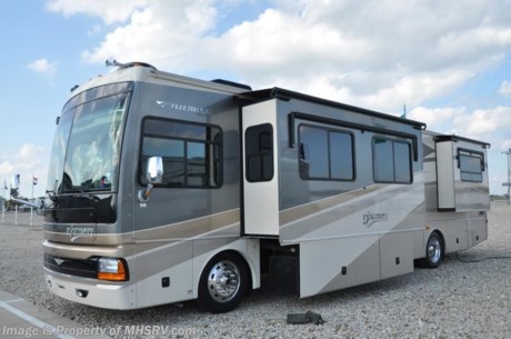 &lt;a href=&quot;http://www.mhsrv.com/other-rvs-for-sale/fleetwood-rvs/&quot;&gt;&lt;img src=&quot;http://www.mhsrv.com/images/sold-fleetwood.jpg&quot; width=&quot;383&quot; height=&quot;141&quot; border=&quot;0&quot; /&gt;&lt;/a&gt;

Sold RV to Canada 10/31/09 - 2006 Fleetwood Discovery model 39S with 3 slides and 7,670 miles.  This unit comes with a Caterpillar C-7 330 HP diesel engine, Allison 6-speed transmission, Freightliner chassis, Xantrex 2000 watt inverter, Onan 7500 quiet diesel generator, Power Gear automatic leveling system, Voyager back up camera system with audio, Zenith surround sound with DVD, (2) TVs, Trac-Vision satellite, cab radio, (2) ducted roof A/C units, 10,000 lb. hitch, 6-way power seats, retarder, air brakes, cruise, tilt, telescope, cab fans, power mirrors with heat, micro/convection oven, gas stove top, gas oven, Norcold side by side refrigerator with ice maker, central vacuum, electric/gas water heater, washer/dryer combo, private commode, energy management system, dual pane glass, day/night shades, booth/sleeper with 2 additional chairs, sofa/sleeper, (2) recliner chairs, 7’ soft touch vinyl ceilings, fantastic vents, solid surface counters, select comfort queen bed, wardrobe closet,  Zenith surround sound with VCR/DVD, 50 amp service, roof ladder, power steps, aluminum wheels, bra, exterior stereo and speakers, solar panel, air horns, slide-out awning toppers, power patio awning and more. 