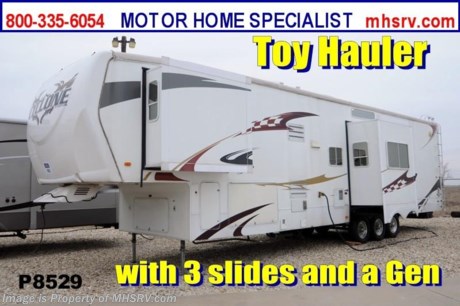 /MT  3/19/14  *SOLD*  Used Heartland RV for Sale- 2009 Heartland Cyclone 4012 toy hauler is approximately 40 feet in length with 3 slides, 5.5KW Onan generator with only 200 hours, patio awning, water heater, 50 Amp service, pass-thru storage, exterior shower, roof ladder, back up camera, exterior speakers, sofa with sleeper, U-shaped booth converts to sleeper, night shades, fold up counter, 2 burner range with oven, microwave, central vacuum, sink covers, solid surface counter, refrigerator, cab over bunk, 2 bunk beds, 2 ducted roof A/Cs, 2 LCD TVs and much more.  For additional information and photos please visit Motor Home Specialist at www.MHSRV .com or call 800-335-6054.