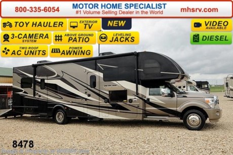 /TX SOLD 12/1/14
Family Owned &amp; Operated and the #1 Volume Selling Motor Home Dealer in the World as well as the #1 Thor Motor Coach Dealer in the World. Sale Price includes $3,000 Factory Rebate for a Limited Time.  
&lt;object width=&quot;400&quot; height=&quot;300&quot;&gt;&lt;param name=&quot;movie&quot; value=&quot;http://www.youtube.com/v/fBpsq4hH-Ws?version=3&amp;amp;hl=en_US&quot;&gt;&lt;/param&gt;&lt;param name=&quot;allowFullScreen&quot; value=&quot;true&quot;&gt;&lt;/param&gt;&lt;param name=&quot;allowscriptaccess&quot; value=&quot;always&quot;&gt;&lt;/param&gt;&lt;embed src=&quot;http://www.youtube.com/v/fBpsq4hH-Ws?version=3&amp;amp;hl=en_US&quot; type=&quot;application/x-shockwave-flash&quot; width=&quot;400&quot; height=&quot;300&quot; allowscriptaccess=&quot;always&quot; allowfullscreen=&quot;true&quot;&gt;&lt;/embed&gt;&lt;/object&gt;
MSRP $178,781. New 2015 Thor Motor Coach Outlaw Toy Hauler. Model 35SG with slide-out and a 6.7L V8 PowerStroke Turbo diesel engine with 300HP and 660 lb-ft torque, Ford F-550 SuperDuty chassis, 10,000lb. hitch and a garage door that converts to an outside patio deck. This unit measures approximately 36 feet 9 inches in length. Optional equipment includes the beautiful Liquid Asset full body paint exterior, exterior entertainment center, dual child safety tethers, (2) 12V attic fans, a 6.0 Onan diesel generator and 2 fold down leatherette sofas in the garage. The Outlaw toy hauler RV has an incredible list of standard features including beautiful wood &amp; interior decor packages, large swivel TV in the cab over bunk area, solid surface kitchen countertop, 3 burner range with oven, gas/electric water heater, heated holding tanks, flat panel TV in the garage, power patio awning, heated remote exterior mirrors frameless windows, fully automatic hydraulic leveling system and much more. For additional photos, details, videos &amp; SALE PRICE please visit Motor Home Specialist; the #1 Volume Selling Dealer in the World at MHSRV .com or Call 800-335-6054. At Motor Home Specialist we DO NOT charge any prep or orientation fees like you will find at other dealerships. All sale prices include a 200 point inspection, interior &amp; exterior wash &amp; detail of vehicle, a thorough coach orientation with an MHS technician, an RV Starter&#39;s kit, a nights stay in our delivery park featuring landscaped and covered pads with full hook-ups and much more! Read From Thousands of Testimonials at MHSRV .com and See What They Had to Say About Their Experience at Motor Home Specialist. WHY PAY MORE?...... WHY SETTLE FOR LESS?  &lt;object width=&quot;400&quot; height=&quot;300&quot;&gt;&lt;param name=&quot;movie&quot; value=&quot;//www.youtube.com/v/ldulGxRJhyo?version=3&amp;amp;hl=en_US&quot;&gt;&lt;/param&gt;&lt;param name=&quot;allowFullScreen&quot; value=&quot;true&quot;&gt;&lt;/param&gt;&lt;param name=&quot;allowscriptaccess&quot; value=&quot;always&quot;&gt;&lt;/param&gt;&lt;embed src=&quot;//www.youtube.com/v/ldulGxRJhyo?version=3&amp;amp;hl=en_US&quot; type=&quot;application/x-shockwave-flash&quot; width=&quot;400&quot; height=&quot;300&quot; allowscriptaccess=&quot;always&quot; allowfullscreen=&quot;true&quot;&gt;&lt;/embed&gt;&lt;/object&gt;