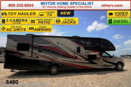 Family Owned &amp; Operated and the #1 Volume Selling Motor Home Dealer in the World as well as the #1 Thor Motor Coach Dealer in the World. SOLD /AL 10-27-14
&lt;object width=&quot;400&quot; height=&quot;300&quot;&gt;&lt;param name=&quot;movie&quot; value=&quot;http://www.youtube.com/v/fBpsq4hH-Ws?version=3&amp;amp;hl=en_US&quot;&gt;&lt;/param&gt;&lt;param name=&quot;allowFullScreen&quot; value=&quot;true&quot;&gt;&lt;/param&gt;&lt;param name=&quot;allowscriptaccess&quot; value=&quot;always&quot;&gt;&lt;/param&gt;&lt;embed src=&quot;http://www.youtube.com/v/fBpsq4hH-Ws?version=3&amp;amp;hl=en_US&quot; type=&quot;application/x-shockwave-flash&quot; width=&quot;400&quot; height=&quot;300&quot; allowscriptaccess=&quot;always&quot; allowfullscreen=&quot;true&quot;&gt;&lt;/embed&gt;&lt;/object&gt;
MSRP $178,781. New 2015 Thor Motor Coach Outlaw Toy Hauler. Model 35SG with slide-out and a 6.7L V8 PowerStroke Turbo diesel engine with 300HP and 660 lb-ft torque, Ford F-550 SuperDuty chassis, 10,000lb. hitch and a garage door that converts to an outside patio deck. This unit measures approximately 36 feet 9 inches in length. Optional equipment includes the beautiful Tango Red full body paint exterior, exterior entertainment center, dual child safety tethers, (2) 12V attic fans, a 6.0 Onan diesel generator and 2 fold down leatherette sofas in the garage. The Outlaw toy hauler RV has an incredible list of standard features including beautiful wood &amp; interior decor packages, large swivel TV in the cab over bunk area, solid surface kitchen countertop, 3 burner range with oven, gas/electric water heater, heated holding tanks, flat panel TV in the garage, power patio awning, heated remote exterior mirrors frameless windows, fully automatic hydraulic leveling system and much more. For additional photos, details, videos &amp; SALE PRICE please visit Motor Home Specialist; the #1 Volume Selling Dealer in the World at MHSRV .com or Call 800-335-6054. At Motor Home Specialist we DO NOT charge any prep or orientation fees like you will find at other dealerships. All sale prices include a 200 point inspection, interior &amp; exterior wash &amp; detail of vehicle, a thorough coach orientation with an MHS technician, an RV Starter&#39;s kit, a nights stay in our delivery park featuring landscaped and covered pads with full hook-ups and much more! Read From Thousands of Testimonials at MHSRV .com and See What They Had to Say About Their Experience at Motor Home Specialist. WHY PAY MORE?...... WHY SETTLE FOR LESS?  &lt;object width=&quot;400&quot; height=&quot;300&quot;&gt;&lt;param name=&quot;movie&quot; value=&quot;//www.youtube.com/v/ldulGxRJhyo?version=3&amp;amp;hl=en_US&quot;&gt;&lt;/param&gt;&lt;param name=&quot;allowFullScreen&quot; value=&quot;true&quot;&gt;&lt;/param&gt;&lt;param name=&quot;allowscriptaccess&quot; value=&quot;always&quot;&gt;&lt;/param&gt;&lt;embed src=&quot;//www.youtube.com/v/ldulGxRJhyo?version=3&amp;amp;hl=en_US&quot; type=&quot;application/x-shockwave-flash&quot; width=&quot;400&quot; height=&quot;300&quot; allowscriptaccess=&quot;always&quot; allowfullscreen=&quot;true&quot;&gt;&lt;/embed&gt;&lt;/object&gt;