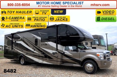 &lt;a href=&quot;http://www.mhsrv.com/thor-motor-coach/&quot;&gt;&lt;img src=&quot;http://www.mhsrv.com/images/sold-thor.jpg&quot; width=&quot;383&quot; height=&quot;141&quot; border=&quot;0&quot;/&gt;&lt;/a&gt;  Family Owned &amp; Operated and the #1 Volume Selling Motor Home Dealer in the World as well as the #1 Thor Motor Coach Dealer in the World.   
&lt;object width=&quot;400&quot; height=&quot;300&quot;&gt;&lt;param name=&quot;movie&quot; value=&quot;http://www.youtube.com/v/fBpsq4hH-Ws?version=3&amp;amp;hl=en_US&quot;&gt;&lt;/param&gt;&lt;param name=&quot;allowFullScreen&quot; value=&quot;true&quot;&gt;&lt;/param&gt;&lt;param name=&quot;allowscriptaccess&quot; value=&quot;always&quot;&gt;&lt;/param&gt;&lt;embed src=&quot;http://www.youtube.com/v/fBpsq4hH-Ws?version=3&amp;amp;hl=en_US&quot; type=&quot;application/x-shockwave-flash&quot; width=&quot;400&quot; height=&quot;300&quot; allowscriptaccess=&quot;always&quot; allowfullscreen=&quot;true&quot;&gt;&lt;/embed&gt;&lt;/object&gt;
MSRP $178,781. New 2015 Thor Motor Coach Outlaw Toy Hauler. Model 35SG with slide-out and a 6.7L V8 PowerStroke Turbo diesel engine with 300HP and 660 lb-ft torque, Ford F-550 SuperDuty chassis, 10,000lb. hitch and a garage door that converts to an outside patio deck. This unit measures approximately 36 feet 9 inches in length. Optional equipment includes the beautiful Liquid Asset full body paint exterior, exterior entertainment center, dual child safety tethers, (2) 12V attic fans, a 6.0 Onan diesel generator and 2 fold down leatherette sofas in the garage. The Outlaw toy hauler RV has an incredible list of standard features including beautiful wood &amp; interior decor packages, large swivel TV in the cab over bunk area, solid surface kitchen countertop, 3 burner range with oven, gas/electric water heater, heated holding tanks, flat panel TV in the garage, power patio awning, heated remote exterior mirrors frameless windows, fully automatic hydraulic leveling system and much more. For additional photos, details, videos &amp; SALE PRICE please visit Motor Home Specialist; the #1 Volume Selling Dealer in the World at MHSRV .com or Call 800-335-6054. At Motor Home Specialist we DO NOT charge any prep or orientation fees like you will find at other dealerships. All sale prices include a 200 point inspection, interior &amp; exterior wash &amp; detail of vehicle, a thorough coach orientation with an MHS technician, an RV Starter&#39;s kit, a nights stay in our delivery park featuring landscaped and covered pads with full hook-ups and much more! Read From Thousands of Testimonials at MHSRV .com and See What They Had to Say About Their Experience at Motor Home Specialist. WHY PAY MORE?...... WHY SETTLE FOR LESS?  &lt;object width=&quot;400&quot; height=&quot;300&quot;&gt;&lt;param name=&quot;movie&quot; value=&quot;//www.youtube.com/v/ldulGxRJhyo?version=3&amp;amp;hl=en_US&quot;&gt;&lt;/param&gt;&lt;param name=&quot;allowFullScreen&quot; value=&quot;true&quot;&gt;&lt;/param&gt;&lt;param name=&quot;allowscriptaccess&quot; value=&quot;always&quot;&gt;&lt;/param&gt;&lt;embed src=&quot;//www.youtube.com/v/ldulGxRJhyo?version=3&amp;amp;hl=en_US&quot; type=&quot;application/x-shockwave-flash&quot; width=&quot;400&quot; height=&quot;300&quot; allowscriptaccess=&quot;always&quot; allowfullscreen=&quot;true&quot;&gt;&lt;/embed&gt;&lt;/object&gt;