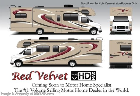 /NH 6/9/2014 &lt;a href=&quot;http://www.mhsrv.com/thor-motor-coach/&quot;&gt;&lt;img src=&quot;http://www.mhsrv.com/images/sold-thor.jpg&quot; width=&quot;383&quot; height=&quot;141&quot; border=&quot;0&quot;/&gt;&lt;/a&gt; Receive a MHSRV Camper&#39;s Package While Supplies Last! MHSRV Pkg. includes a 32 inch LED HDTV with Built in DVD Player, a Sony Play Station 3 with Blu-Ray capability, a GPS Navigation System, (4) Collapsible Chairs, a Large Collapsible Table, a Rolling Cooler, an Electric Grill and a Complete Grillers Utensil Set with purchase of this unit. #1 Volume Selling Motor Home Dealer in the World. MSRP $82,528. New 2015 Thor Motor Coach Chateau Class C RV. Model 22E with Ford E-350 chassis &amp; Ford Triton V-10 engine. This unit measures approximately 23 feet 11 inches in length. Optional equipment includes the amazing HD-Max color exterior, convection microwave, leatherette U-shaped dinette, child safety tether, exterior shower, heated holding tanks, second auxiliary battery, wheel liners, valve stem extenders, keyless entry, spare tire, back-up monitor, heated remote exterior mirrors with integrated side view cameras, leatherette driver &amp; passenger chairs, cockpit carpet mat and wood dash appliqu&#233;. The Chateau Class C RV has an incredible list of standard features for 2015 including Mega exterior storage, power windows and locks, gas/electric water heater, large TV on a swivel in the over head cab (N/A with cab over entertainment center), auto transfer switch, power patio awning with integrated LED lighting, double door refrigerator, skylight, 4000 Onan Micro Quiet generator, slick fiberglass exterior, full extension drawer glides, roof ladder, bedspread &amp; pillow shams, power vent and much more. FOR ADDITIONAL INFORMATION, PHOTOS &amp; VIDEOS Please visit Motor Home Specialist at  MHSRV .com or Call 800-335-6054. At Motor Home Specialist we DO NOT charge any prep or orientation fees like you will find at other dealerships. All sale prices include a 200 point inspection, interior &amp; exterior wash &amp; detail of vehicle, a thorough coach orientation with an MHS technician, an RV Starter&#39;s kit, a nights stay in our delivery park featuring landscaped and covered pads with full hook-ups and much more! Read From Thousands of Testimonials at MHSRV .com and See What They Had to Say About Their Experience at Motor Home Specialist. WHY PAY MORE?...... WHY SETTLE FOR LESS? 