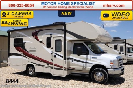 /TX 7/1/14 &lt;a href=&quot;http://www.mhsrv.com/thor-motor-coach/&quot;&gt;&lt;img src=&quot;http://www.mhsrv.com/images/sold-thor.jpg&quot; width=&quot;383&quot; height=&quot;141&quot; border=&quot;0&quot;/&gt;&lt;/a&gt; Receive a MHSRV Camper&#39;s Package While Supplies Last! MHSRV Pkg. includes a 32 inch LED HDTV with Built in DVD Player, a Sony Play Station 3 with Blu-Ray capability, a GPS Navigation System, (4) Collapsible Chairs, a Large Collapsible Table, a Rolling Cooler, an Electric Grill and a Complete Grillers Utensil Set with purchase of this unit. #1 Volume Selling Motor Home Dealer in the World. MSRP $83,121. New 2015 Thor Motor Coach Chateau Class C RV. Model 22E with Ford E-350 chassis &amp; Ford Triton V-10 engine. This unit measures approximately 23 feet 11 inches in length. Optional equipment includes the amazing HD-Max color exterior, cabover entertainment center with 39&quot;TV/DVD player &amp; soundbar, convection microwave, leatherette U-shaped dinette, child safety tether, exterior shower, heated holding tanks, second auxiliary battery, wheel liners, valve stem extenders, keyless entry, spare tire, back-up monitor, heated remote exterior mirrors with integrated side view cameras, leatherette driver &amp; passenger chairs, cockpit carpet mat and wood dash appliqu&#233;. The Chateau Class C RV has an incredible list of standard features for 2015 including Mega exterior storage, power windows and locks, gas/electric water heater, large TV on a swivel in the over head cab (N/A with cab over entertainment center), auto transfer switch, power patio awning with integrated LED lighting, double door refrigerator, skylight, 4000 Onan Micro Quiet generator, slick fiberglass exterior, full extension drawer glides, roof ladder, bedspread &amp; pillow shams, power vent and much more. FOR ADDITIONAL INFORMATION, PHOTOS &amp; VIDEOS Please visit Motor Home Specialist at  MHSRV .com or Call 800-335-6054. At Motor Home Specialist we DO NOT charge any prep or orientation fees like you will find at other dealerships. All sale prices include a 200 point inspection, interior &amp; exterior wash &amp; detail of vehicle, a thorough coach orientation with an MHS technician, an RV Starter&#39;s kit, a nights stay in our delivery park featuring landscaped and covered pads with full hook-ups and much more! Read From Thousands of Testimonials at MHSRV .com and See What They Had to Say About Their Experience at Motor Home Specialist. WHY PAY MORE?...... WHY SETTLE FOR LESS? 