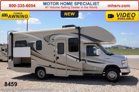 /TX 7/14 &lt;a href=&quot;http://www.mhsrv.com/thor-motor-coach/&quot;&gt;&lt;img src=&quot;http://www.mhsrv.com/images/sold-thor.jpg&quot; width=&quot;383&quot; height=&quot;141&quot; border=&quot;0&quot;/&gt;&lt;/a&gt; If you purchase now through July 31st, 2014 MHSRV will donate $1,000 to the Intrepid Fallen Heroes Fund adding to our now more than $265,000 already raised!  Sale Price at MHSRV .com or Call 800-335-6054.  Family Owned &amp; Operated and the #1 Volume Selling Motor Home Dealer in the World. &lt;object width=&quot;400&quot; height=&quot;300&quot;&gt;&lt;param name=&quot;movie&quot; value=&quot;//www.youtube.com/v/zb5_686Rceo?version=3&amp;amp;hl=en_US&quot;&gt;&lt;/param&gt;&lt;param name=&quot;allowFullScreen&quot; value=&quot;true&quot;&gt;&lt;/param&gt;&lt;param name=&quot;allowscriptaccess&quot; value=&quot;always&quot;&gt;&lt;/param&gt;&lt;embed src=&quot;//www.youtube.com/v/zb5_686Rceo?version=3&amp;amp;hl=en_US&quot; type=&quot;application/x-shockwave-flash&quot; width=&quot;400&quot; height=&quot;300&quot; allowscriptaccess=&quot;always&quot; allowfullscreen=&quot;true&quot;&gt;&lt;/embed&gt;&lt;/object&gt; MSRP $81,625. New 2015 Thor Motor Coach Chateau Class C RV. Model 23U with Ford E-350 chassis &amp; Ford Triton V-10 engine. This unit measures approximately 24 feet 10 inches in length. Optional equipment includes a 15.0 BTU upgraded A/C, heated holding tanks, wheel liners &amp; back up monitor. The Chateau Class C RV has an incredible list of standard features for 2015 including Mega exterior storage, power windows and locks, gas/electric water heater, large TV with DVD player on a swivel in the over head cab (N/A with cab over entertainment center), auto transfer switch, power patio awning with integrated LED lighting, double door refrigerator, skylight, 4000 Onan Micro Quiet generator, 5,000 lb. hitch, slick fiberglass exterior, full extension drawer glides, roof ladder, bedspread &amp; pillow shams, power vent and much more. FOR ADDITIONAL INFORMATION, PHOTOS &amp; VIDEOS Please visit Motor Home Specialist at  MHSRV .com or Call 800-335-6054. At Motor Home Specialist we DO NOT charge any prep or orientation fees like you will find at other dealerships. All sale prices include a 200 point inspection, interior &amp; exterior wash &amp; detail of vehicle, a thorough coach orientation with an MHS technician, an RV Starter&#39;s kit, a nights stay in our delivery park featuring landscaped and covered pads with full hook-ups and much more! Read From Thousands of Testimonials at MHSRV .com and See What They Had to Say About Their Experience at Motor Home Specialist. WHY PAY MORE?...... WHY SETTLE FOR LESS?