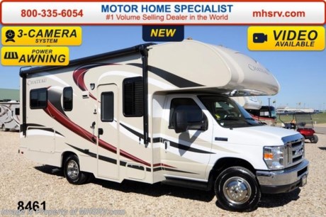 /TX 6/9/2014 &lt;a href=&quot;http://www.mhsrv.com/thor-motor-coach/&quot;&gt;&lt;img src=&quot;http://www.mhsrv.com/images/sold-thor.jpg&quot; width=&quot;383&quot; height=&quot;141&quot; border=&quot;0&quot;/&gt;&lt;/a&gt; &lt;object width=&quot;400&quot; height=&quot;300&quot;&gt;&lt;param name=&quot;movie&quot; value=&quot;//www.youtube.com/v/zb5_686Rceo?version=3&amp;amp;hl=en_US&quot;&gt;&lt;/param&gt;&lt;param name=&quot;allowFullScreen&quot; value=&quot;true&quot;&gt;&lt;/param&gt;&lt;param name=&quot;allowscriptaccess&quot; value=&quot;always&quot;&gt;&lt;/param&gt;&lt;embed src=&quot;//www.youtube.com/v/zb5_686Rceo?version=3&amp;amp;hl=en_US&quot; type=&quot;application/x-shockwave-flash&quot; width=&quot;400&quot; height=&quot;300&quot; allowscriptaccess=&quot;always&quot; allowfullscreen=&quot;true&quot;&gt;&lt;/embed&gt;&lt;/object&gt;  #1 Volume Selling Motor Home Dealer in the World. MSRP $85,296. New 2015 Thor Motor Coach Chateau Class C RV. Model 23U with Ford E-350 chassis &amp; Ford Triton V-10 engine. This unit measures approximately 24 feet 10 inches in length. Optional equipment includes a convection microwave, leatherette U-shaped dinette, child safety tether, 15.0 BTU upgraded A/C, exterior shower, heated holding tanks, second auxiliary battery, wheel liners, keyless cab entry, valve stem extenders, spare tire, heated remote exterior mirrors with integrated side view cameras, back up monitor, leatherette driver &amp; passenger seats, cockpit carpet mat &amp; wood dash appliqu&#233;. The Chateau Class C RV has an incredible list of standard features for 2015 including Mega exterior storage, power windows and locks, gas/electric water heater, large TV with DVD player on a swivel in the over head cab (N/A with cab over entertainment center), auto transfer switch, power patio awning with integrated LED lighting, double door refrigerator, skylight, 4000 Onan Micro Quiet generator, 5,000 lb. hitch, slick fiberglass exterior, full extension drawer glides, roof ladder, bedspread &amp; pillow shams, power vent and much more. FOR ADDITIONAL INFORMATION, PHOTOS &amp; VIDEOS Please visit Motor Home Specialist at  MHSRV .com or Call 800-335-6054. At Motor Home Specialist we DO NOT charge any prep or orientation fees like you will find at other dealerships. All sale prices include a 200 point inspection, interior &amp; exterior wash &amp; detail of vehicle, a thorough coach orientation with an MHS technician, an RV Starter&#39;s kit, a nights stay in our delivery park featuring landscaped and covered pads with full hook-ups and much more! Read From Thousands of Testimonials at MHSRV .com and See What They Had to Say About Their Experience at Motor Home Specialist. WHY PAY MORE?...... WHY SETTLE FOR LESS?