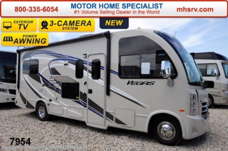 /TX 5/30/2014 &lt;a href=&quot;http://www.mhsrv.com/thor-motor-coach/&quot;&gt;&lt;img src=&quot;http://www.mhsrv.com/images/sold-thor.jpg&quot; width=&quot;383&quot; height=&quot;141&quot; border=&quot;0&quot;/&gt;&lt;/a&gt; Thor Motor Coach has done it again with the world&#39;s first RUV! (Recreational Utility Vehicle) Check out the new 2015 Thor Motor Coach Vegas RUV Model 24.1 with Slide-Out Room! MSRP $96,933. The Vegas combines Style, Function, Affordability &amp; Innovation like no other RV available in the industry today! It is powered by a Ford Triton V-10 engine and built on the Ford E-350 Super Duty chassis providing a lower center of gravity and ease of drivability normally found only in a class C RV, but now available in this mini class A motor home measuring approximately 25 ft. 6 inches. Taking superior drivability even one step further, the Vegas will also feature something normally only found in a high-end luxury diesel pusher motor coach... an Independent Front Suspension system! With a style all its own the Vegas will provide superior handling and fuel economy and appeal to couples &amp; family RVers as well. The uniquely designed rear twin beds easily convert into a huge oversized master bed. You will also find another full size power drop down bunk with air mattress above the cockpit and a large sofa/sleeper with air mattress complete with cup holders. Amazingly, the Vegas not only  pulls off a spacious living room, kitchen &amp; bathroom, but also provides a wealth of closet, drawer and even pass-through exterior storage. Optional equipment includes the HD-Max colored sidewalls and graphics, TV/DVD player combo in bedroom, exterior TV, 12V attic fan in bedroom, 15.0 BTU A/C upgrade, heated holding tanks and a second auxiliary battery. You will also be pleased to find a host of feature appointments that include tinted and frameless windows, a power patio awning with LED lights, living room TV, LED ceiling lights, Onan 4000 generator, gas/electric water heater, a rear ladder, chrome power and heated mirrors with integrated side-view cameras, back-up camera, 5,000lb. trailer hitch, valve stem extensions, two-tone leatherette furniture and captain&#39;s chairs with designer accents, cabinet doors with designer door fronts and a spacious cockpit design with unparalleled visibility as well as a fold out map/laptop table and an additional cab table that can easily be stored when traveling. Call 800-335-6054 or visit MHSRV .com for more details and sale price. At Motor Home Specialist we DO NOT charge any prep or orientation fees like you will find at other dealerships. All sale prices include a 200 point inspection, interior &amp; exterior wash &amp; detail of vehicle, a thorough coach orientation with an MHS technician, an RV Starter&#39;s kit, a nights stay in our delivery park featuring landscaped and covered pads with full hook-ups and much more! Read From Thousands of Testimonials at MHSRV .com and See What They Had to Say About Their Experience at Motor Home Specialist. WHY PAY MORE?...... WHY SETTLE FOR LESS?