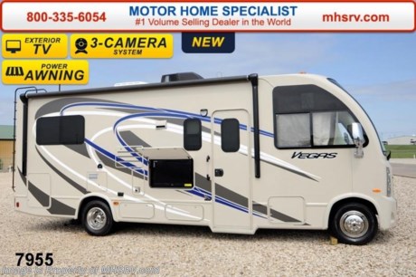 /GA 7/14 &lt;a href=&quot;http://www.mhsrv.com/thor-motor-coach/&quot;&gt;&lt;img src=&quot;http://www.mhsrv.com/images/sold-thor.jpg&quot; width=&quot;383&quot; height=&quot;141&quot; border=&quot;0&quot;/&gt;&lt;/a&gt; Thor Motor Coach has done it again with the world&#39;s first RUV! (Recreational Utility Vehicle) Check out the new 2015 Thor Motor Coach Vegas RUV Model 24.1 with Slide-Out Room! MSRP $96,933. The Vegas combines Style, Function, Affordability &amp; Innovation like no other RV available in the industry today! It is powered by a Ford Triton V-10 engine and built on the Ford E-350 Super Duty chassis providing a lower center of gravity and ease of drivability normally found only in a class C RV, but now available in this mini class A motor home measuring approximately 25 ft. 6 inches. Taking superior drivability even one step further, the Vegas will also feature something normally only found in a high-end luxury diesel pusher motor coach... an Independent Front Suspension system! With a style all its own the Vegas will provide superior handling and fuel economy and appeal to couples &amp; family RVers as well. The uniquely designed rear twin beds easily convert into a huge oversized master bed. You will also find another full size power drop down bunk with air mattress above the cockpit and a large sofa/sleeper with air mattress complete with cup holders. Amazingly, the Vegas not only  pulls off a spacious living room, kitchen &amp; bathroom, but also provides a wealth of closet, drawer and even pass-through exterior storage. Optional equipment includes the HD-Max colored sidewalls and graphics, TV/DVD player combo in bedroom, exterior TV, 12V attic fan in bedroom, microwave &amp; 3 burner high output range with oven, 15.0 BTU A/C upgrade, heated holding tanks and a second auxiliary battery. You will also be pleased to find a host of feature appointments that include tinted and frameless windows, a power patio awning with LED lights, living room TV, LED ceiling lights, Onan 4000 generator, gas/electric water heater, a rear ladder, chrome power and heated mirrors with integrated side-view cameras, back-up camera, 5,000lb. trailer hitch, valve stem extensions, two-tone leatherette furniture and captain&#39;s chairs with designer accents, cabinet doors with designer door fronts and a spacious cockpit design with unparalleled visibility as well as a fold out map/laptop table and an additional cab table that can easily be stored when traveling. Call 800-335-6054 or visit MHSRV .com for more details and sale price. At Motor Home Specialist we DO NOT charge any prep or orientation fees like you will find at other dealerships. All sale prices include a 200 point inspection, interior &amp; exterior wash &amp; detail of vehicle, a thorough coach orientation with an MHS technician, an RV Starter&#39;s kit, a nights stay in our delivery park featuring landscaped and covered pads with full hook-ups and much more! Read From Thousands of Testimonials at MHSRV .com and See What They Had to Say About Their Experience at Motor Home Specialist. WHY PAY MORE?...... WHY SETTLE FOR LESS?