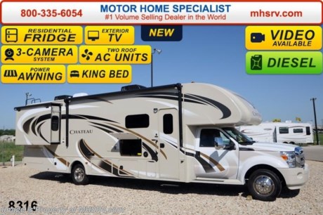 /TX 7/1/14 &lt;a href=&quot;http://www.mhsrv.com/thor-motor-coach/&quot;&gt;&lt;img src=&quot;http://www.mhsrv.com/images/sold-thor.jpg&quot; width=&quot;383&quot; height=&quot;141&quot; border=&quot;0&quot;/&gt;&lt;/a&gt; &lt;object width=&quot;400&quot; height=&quot;300&quot;&gt;&lt;param name=&quot;movie&quot; value=&quot;//www.youtube.com/v/U2vRrY8X8lc?hl=en_US&amp;amp;version=3&quot;&gt;&lt;/param&gt;&lt;param name=&quot;allowFullScreen&quot; value=&quot;true&quot;&gt;&lt;/param&gt;&lt;param name=&quot;allowscriptaccess&quot; value=&quot;always&quot;&gt;&lt;/param&gt;&lt;embed src=&quot;//www.youtube.com/v/U2vRrY8X8lc?hl=en_US&amp;amp;version=3&quot; type=&quot;application/x-shockwave-flash&quot; width=&quot;400&quot; height=&quot;300&quot; allowscriptaccess=&quot;always&quot; allowfullscreen=&quot;true&quot;&gt;&lt;/embed&gt;&lt;/object&gt; MSRP $155,125. 2015 Thor Motor Coach 35SK Super C model motor home with 2 slides. This unit is powered by the powerful 300 HP Powerstroke 6.7L diesel engine with 660 lb. ft. of torque. It rides on a Ford F-550 chassis with a 6-speed automatic transmission and boast a big 10,000 lb. hitch, rear pass-thru MEGA-Storage, extreme duty 4 wheel ABS disc brakes and an electronic brake controller integrated into the dash. Options include the beautiful HD-Max exterior, power attic fan, dual child safety seat tether, cabover entertainment center including a 50&quot; TV with DVD player &amp; soundbar and an upgraded 6.0 Onan diesel generator. The Chateau 35SK is approximately 36 feet 2 inches long and also features a plush dinette and sofa, exterior entertainment center, dual roof air conditioners, power patio awning, one-touch automatic leveling system, residential refrigerator, 30 inch over the range microwave, solid surface counter top, touch screen AM/FM/CD/MP3 player, back-up monitor with side view cameras, remote heated exterior mirrors, power windows and locks, leatherette driver &amp; passenger captain&#39;s chairs, fiberglass running boards, soft touch ceilings, heavy duty ball bearing drawer guides, bedroom LCD TV, large LCD TV in the living area, an 1800-watt power inverter, heated holding tanks and a king sized bed. For additional coach information, brochure, window sticker, videos, photos &amp; reviews &amp; testimonials please visit Motor Home Specialist at MHSRV .com or call 800-335-6054. At MHS we DO NOT charge any prep or orientation fees like you will find at other dealerships. All sale prices include a 200 point inspection, interior &amp; exterior wash &amp; detail of vehicle, a thorough coach orientation with an MHS technician, an RV Starter&#39;s kit, a nights stay in our delivery park featuring landscaped and covered pads with full hook-ups and much more. WHY PAY MORE?... WHY SETTLE FOR LESS?