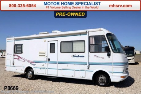 /TX 3/19/2014  *SOLD*  Used Coachmen RV for Sale- 1998 Coachmen Mirada 280QB is approximately 28 feet in length, Ford engine, 4KW Onan generator, patio awning, pass-thru storage, 4K lb. hitch, cruise control, tilt steering wheel, curtains, in-dash CD player, water heater, power steps, roof ladder, booth converts to sleeper, blinds, microwave, 3 burner range with oven, sink covers, refrigerator, and a LCD TV with DVD player. For additional information and photos please visit Motor Home Specialist at www.MHSRV .com or call 800-335-6054.