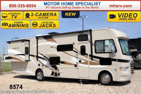 /TX 7/30/14 &lt;a href=&quot;http://www.mhsrv.com/thor-motor-coach/&quot;&gt;&lt;img src=&quot;http://www.mhsrv.com/images/sold-thor.jpg&quot; width=&quot;383&quot; height=&quot;141&quot; border=&quot;0&quot;/&gt;&lt;/a&gt; If you purchase now through July 31st, 2014 MHSRV will donate $1,000 to the Intrepid Fallen Heroes Fund adding to our now more than $265,000 already raised!  &lt;object width=&quot;400&quot; height=&quot;300&quot;&gt;&lt;param name=&quot;movie&quot; value=&quot;http://www.youtube.com/v/fBpsq4hH-Ws?version=3&amp;amp;hl=en_US&quot;&gt;&lt;/param&gt;&lt;param name=&quot;allowFullScreen&quot; value=&quot;true&quot;&gt;&lt;/param&gt;&lt;param name=&quot;allowscriptaccess&quot; value=&quot;always&quot;&gt;&lt;/param&gt;&lt;embed src=&quot;http://www.youtube.com/v/fBpsq4hH-Ws?version=3&amp;amp;hl=en_US&quot; type=&quot;application/x-shockwave-flash&quot; width=&quot;400&quot; height=&quot;300&quot; allowscriptaccess=&quot;always&quot; allowfullscreen=&quot;true&quot;&gt;&lt;/embed&gt;&lt;/object&gt; MSRP $108,911. New 2015 Thor Motor Coach A.C.E. Model EVO 30.1 with 2 slides. The A.C.E. is the class A &amp; C Evolution. It Combines many of the most popular features of a class A motor home and a class C motor home to make something truly unique to the RV industry. This unit measures approximately 30 feet 10 inches in length. Optional equipment includes beautiful HD-Max exterior, exterior entertainment center, TV &amp; DVD player in bedroom, upgraded 15.0 BTU ducted roof A/C unit, second auxiliary battery and (2) 12V attic fans. The A.C.E. also features a Ford Triton V-10 engine, large LCD TV, frameless windows, power charging station, drop down overhead bunk, power side mirrors with integrated side view cameras, hydraulic leveling jacks, a mud-room, exterior mega-storage, roof ladder, 4000 Onan Micro-Quiet generator, electric patio awning with integrated LED lights, AM/FM/CD, reclining swivel leatherette captain&#39;s chairs, stainless steel wheel liners, hitch, booth dinette, systems control center, valve stem extenders, refrigerator, microwave, water heater, one-piece windshield with &quot;20/20 vision&quot; front cap that helps eliminate heat and sunlight from getting into the drivers vision, floor level cockpit window for better visibility while turning, a &quot;below floor&quot; furnace and water heater helping keep the noise to an absolute minimum and the exhaust away from the kids and pets, cockpit mirrors, slide-out workstation in the dash and much more.  For additional coach information, brochure, window sticker, videos, photos, reviews &amp; testimonials please visit Motor Home Specialist at MHSRV .com or call 800-335-6054. At MHS we DO NOT charge any prep or orientation fees like you will find at other dealerships. All sale prices include a 200 point inspection, interior &amp; exterior wash &amp; detail of vehicle, a thorough coach orientation with an MHS technician, an RV Starter&#39;s kit, a nights stay in our delivery park featuring landscaped and covered pads with full hook-ups and much more. WHY PAY MORE?... WHY SETTLE FOR LESS?