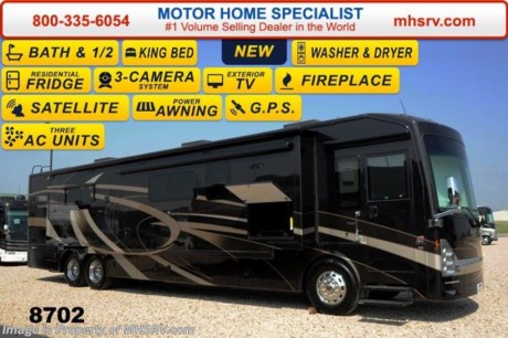/TX 10/24/14 &lt;a href=&quot;http://www.mhsrv.com/thor-motor-coach/&quot;&gt;&lt;img src=&quot;http://www.mhsrv.com/images/sold-thor.jpg&quot; width=&quot;383&quot; height=&quot;141&quot; border=&quot;0&quot;/&gt;&lt;/a&gt; Receive a $2,000 VISA Gift Card with purchase from Motor Home Specialist while supplies last.   Family Owned &amp; Operated and the #1 Volume Selling Motor Home Dealer in the World as well as the #1 Thor Motor Coach Dealer in the World. &lt;object width=&quot;400&quot; height=&quot;300&quot;&gt;&lt;param name=&quot;movie&quot; value=&quot;//www.youtube.com/v/Pkz6nTY9Br4?version=3&amp;amp;hl=en_US&quot;&gt;&lt;/param&gt;&lt;param name=&quot;allowFullScreen&quot; value=&quot;true&quot;&gt;&lt;/param&gt;&lt;param name=&quot;allowscriptaccess&quot; value=&quot;always&quot;&gt;&lt;/param&gt;&lt;embed src=&quot;//www.youtube.com/v/Pkz6nTY9Br4?version=3&amp;amp;hl=en_US&quot; type=&quot;application/x-shockwave-flash&quot; width=&quot;400&quot; height=&quot;300&quot; allowscriptaccess=&quot;always&quot; allowfullscreen=&quot;true&quot;&gt;&lt;/embed&gt;&lt;/object&gt; MSRP $400,074. New 2015 Thor Motor Coach Tuscany with 3 slides including a full wall slide: Model 45AT (Bath &amp; 1/2) - This luxury diesel motor home measures approximately 44 feet 11 inches in length and is highlighted by a passenger side full wall slide-out room, 60 inch HD TV, fireplace, king bed, diesel fired Aqua Hot, stackable washer/dryer, residential refrigerator, dishwasher drawer, exterior entertainment center, 450 HP Cummins diesel engine, Freightliner tag axle chassis with IFS (Independent Front Suspension), Allison 6-speed automatic transmission, high polished aluminum wheels, (2) stage Jacobs brake, dual fuel fills, full length stainless stone guard, fully automatic (4) point leveling system &amp; much more. Options include a Winegard Trav&#39;ler HD Satellite, Dream dinette IPO buffet dinette and a large over head LCD TV. New features for the 2015 Tuscany include a 10KW generator with power electric slide tray, (3) 15K BTU low-profile roof A/C&#39;s with heat pumps, LED light on the patio and door awnings, new designer wainscoting wallboard features, Uniguard metal wraps on all slide toppers, a 40 inch exterior TV and MUCH more. For additional coach information, brochures, window sticker, videos, photos, Tuscany reviews &amp; testimonials as well as additional information about Motor Home Specialist and our manufacturers please visit us at MHSRV .com or call 800-335-6054. At Motor Home Specialist we DO NOT charge any prep or orientation fees like you will find at other dealerships. All sale prices include a 200 point inspection, interior &amp; exterior wash &amp; detail of vehicle, a thorough coach orientation with an MHS technician, an RV Starter&#39;s kit, a nights stay in our delivery park featuring landscaped and covered pads with full hook-ups and much more. WHY PAY MORE?... WHY SETTLE FOR LESS?