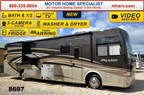 /VA 2/23/15 &lt;a href=&quot;http://www.mhsrv.com/thor-motor-coach/&quot;&gt;&lt;img src=&quot;http://www.mhsrv.com/images/sold-thor.jpg&quot; width=&quot;383&quot; height=&quot;141&quot; border=&quot;0&quot;/&gt;&lt;/a&gt;
Receive a $2,000 VISA Gift Card with purchase from Motor Home Specialist. Offer ends Feb. 28th, 2015.  &lt;object width=&quot;400&quot; height=&quot;300&quot;&gt;&lt;param name=&quot;movie&quot; value=&quot;//www.youtube.com/v/Es4_N9tAzRs?hl=en_US&amp;amp;version=3&quot;&gt;&lt;/param&gt;&lt;param name=&quot;allowFullScreen&quot; value=&quot;true&quot;&gt;&lt;/param&gt;&lt;param name=&quot;allowscriptaccess&quot; value=&quot;always&quot;&gt;&lt;/param&gt;&lt;embed src=&quot;//www.youtube.com/v/Es4_N9tAzRs?hl=en_US&amp;amp;version=3&quot; type=&quot;application/x-shockwave-flash&quot; width=&quot;400&quot; height=&quot;300&quot; allowscriptaccess=&quot;always&quot; allowfullscreen=&quot;true&quot;&gt;&lt;/embed&gt;&lt;/object&gt; Family Owned &amp; Operated and the #1 Volume Selling Motor Home Dealer in the World as well as the #1 Thor Motor Coach Dealer in the World.  MSRP $215,858. The New 2015 Thor Motor Coach Palazzo Diesel Pusher. Model 36.1 bath &amp; 1/2. This Diesel Pusher RV features (2) slide-out rooms including a driver&#39;s side full wall slide, Dream Dinette, exterior LCD TV, invisible front paint protection &amp; front electric drop-down over head bunk. The 2015 Palazzo also features a 340 HP Cummins diesel engine with 700 lbs. of torque, Freightliner XC chassis, 6000 Onan diesel generator with AGS, power driver&#39;s seat, inverter, LCD TV/DVD, residential refrigerator, solid surface countertops, (2) ducted roof A/C units, 3-camera monitoring system, one piece windshield, fiberglass storage compartments, fully automatic hydraulic leveling system, automatic entry step, electric patio awning with integrated LED lighting and much more.  For additional coach information, brochures, window sticker, videos, photos, Palazzo reviews &amp; testimonials as well as additional information about Motor Home Specialist and our manufacturers please visit us at MHSRV .com or call 800-335-6054. At Motor Home Specialist we DO NOT charge any prep or orientation fees like you will find at other dealerships. All sale prices include a 200 point inspection, interior &amp; exterior wash &amp; detail of vehicle, a thorough coach orientation with an MHS technician, an RV Starter&#39;s kit, a nights stay in our delivery park featuring landscaped and covered pads with full hook-ups and much more. WHY PAY MORE?... WHY SETTLE FOR LESS? &lt;object width=&quot;400&quot; height=&quot;300&quot;&gt;&lt;param name=&quot;movie&quot; value=&quot;//www.youtube.com/v/8gfPRl905fU?hl=en_US&amp;amp;version=3&quot;&gt;&lt;/param&gt;&lt;param name=&quot;allowFullScreen&quot; value=&quot;true&quot;&gt;&lt;/param&gt;&lt;param name=&quot;allowscriptaccess&quot; value=&quot;always&quot;&gt;&lt;/param&gt;&lt;embed src=&quot;//www.youtube.com/v/8gfPRl905fU?hl=en_US&amp;amp;version=3&quot; type=&quot;application/x-shockwave-flash&quot; width=&quot;400&quot; height=&quot;300&quot; allowscriptaccess=&quot;always&quot; allowfullscreen=&quot;true&quot;&gt;&lt;/embed&gt;&lt;/object&gt;
