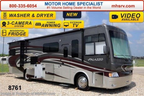 /TX 5/19/2014 &lt;a href=&quot;http://www.mhsrv.com/thor-motor-coach/&quot;&gt;&lt;img src=&quot;http://www.mhsrv.com/images/sold-thor.jpg&quot; width=&quot;383&quot; height=&quot;141&quot; border=&quot;0&quot;/&gt;&lt;/a&gt; Receive a $1,000 VISA Gift Card with purchase from Motor Home Specialist while supplies last!     &lt;object width=&quot;400&quot; height=&quot;300&quot;&gt;&lt;param name=&quot;movie&quot; value=&quot;//www.youtube.com/v/lox2FKllvBE?version=3&amp;amp;hl=en_US&quot;&gt;&lt;/param&gt;&lt;param name=&quot;allowFullScreen&quot; value=&quot;true&quot;&gt;&lt;/param&gt;&lt;param name=&quot;allowscriptaccess&quot; value=&quot;always&quot;&gt;&lt;/param&gt;&lt;embed src=&quot;//www.youtube.com/v/lox2FKllvBE?version=3&amp;amp;hl=en_US&quot; type=&quot;application/x-shockwave-flash&quot; width=&quot;400&quot; height=&quot;300&quot; allowscriptaccess=&quot;always&quot; allowfullscreen=&quot;true&quot;&gt;&lt;/embed&gt;&lt;/object&gt; Family Owned &amp; Operated and the #1 Volume Selling Motor Home Dealer in the World as well as the #1 Thor Motor Coach Dealer in the World.  MSRP $205,958. All New 2014 Thor Motor Coach Palazzo Diesel Pusher  Model 33.2. This Diesel Pusher RV features (2) slide-out rooms including a driver&#39;s side full wall slide and booth dinette with LCD TV. Features include exterior LCD TV, invisible front paint protection, overhead bunk, stackable washer/dryer, 300 HP Cummins diesel engine with 660 lbs. of torque, Freightliner XC chassis, 6000 Onan diesel generator with AGS, power driver&#39;s seat, inverter, LCD TV/DVD, residential refrigerator, solid surface countertops, (2) ducted roof A/C units, 3-camera monitoring system, one piece windshield, fiberglass storage compartments, fully automatic hydraulic leveling system, automatic entry step, electric patio awning and much more. For additional coach information, brochures, window sticker, videos, photos, Palazzo reviews &amp; testimonials as well as additional information about Motor Home Specialist and our manufacturers please visit us at MHSRV .com or call 800-335-6054. At Motor Home Specialist we DO NOT charge any prep or orientation fees like you will find at other dealerships. All sale prices include a 200 point inspection, interior &amp; exterior wash &amp; detail of vehicle, a thorough coach orientation with an MHS technician, an RV Starter&#39;s kit, a nights stay in our delivery park featuring landscaped and covered pads with full hook-ups and much more. WHY PAY MORE?... WHY SETTLE FOR LESS?