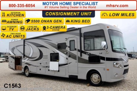 /AR 4/15/14 &lt;a href=&quot;http://www.mhsrv.com/thor-motor-coach/&quot;&gt;&lt;img src=&quot;http://www.mhsrv.com/images/sold-thor.jpg&quot; width=&quot;383&quot; height=&quot;141&quot; border=&quot;0&quot;/&gt;&lt;/a&gt; 2014  Thor Motor Coach Hurricane 34F Model. This Class A motor home measures approximately 35 feet 10 inches in length &amp; features a 22,000-lb. Ford chassis, a V-10 Ford engine, a full wall slide, a king bed, a leatherette U-Shaped dinette &amp; mid-ship LCD TV with TV swivel-system. Other exciting new features on the 2014 Hurricane 34F include all new progressive styled front and rear caps, taller interior ceiling heights (now 82 inches), a leatherette hide-a-bed sofa, stack washer/dryer prep, automatic leveling jacks, an Onan generator, second auxiliary batteries, electric/gas water heater, rear roof air conditioner, electric entry step, 5,000 lb. hitch,bedroom LCD TV, solid surface kitchen counter, electric drop down over head bunk above captain&#39;s chairs, heated holding tank pads, Fantastic Fan in kitchen area, valve stem extenders, exterior entertainment center with large LCD TV, 6 way power driver seat, heated power mirrors with integrated side view cameras and a exterior kitchen that includes a 600 watt inverter, refrigerator, storage drawers, preparation counter with sink and a portable gas grill. For additional information and photos please visit Motor Home Specialist at www.MHSRV .com or call 800-335-6054. 