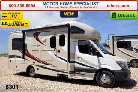 /TX 5/19/2014 &lt;a href=&quot;http://www.mhsrv.com/thor-motor-coach/&quot;&gt;&lt;img src=&quot;http://www.mhsrv.com/images/sold-thor.jpg&quot; width=&quot;383&quot; height=&quot;141&quot; border=&quot;0&quot;/&gt;&lt;/a&gt; #1 Volume Selling Motor Home Dealer in the World. Call 800-335-6054 or visit MHSRV .com for our Upfront &amp; Everyday Low Sale Prices! MSRP $114,265. New 2015 Thor Motor Coach Chateau Citation Sprinter Diesel. Model 24ST. This RV measures approximately 25ft. 9in. in length &amp; features a slide-out room, frameless windows and 2 beds. Optional equipment includes the HD-Max exterior, LCD TV in bedroom, wood dash applique, 12V attic fan, exterior TV &amp; second auxiliary battery. The all new 2015 Chateau Citation Sprinter also features a turbo diesel engine, AM/FM/CD, power windows &amp; locks, keyless entry &amp; much more. For additional coach information, brochure, window sticker, videos, photos, Chateau customer reviews &amp; testimonials please visit Motor Home Specialist at MHSRV .com or call 800-335-6054. At MHS we DO NOT charge any prep or orientation fees like you will find at other dealerships. All sale prices include a 200 point inspection, interior &amp; exterior wash &amp; detail of vehicle, a thorough coach orientation with an MHS technician, an RV Starter&#39;s kit, a nights stay in our delivery park featuring landscaped and covered pads with full hook-ups and much more. WHY PAY MORE?... WHY SETTLE FOR LESS? 