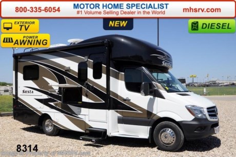 /TX 6-4-15 &lt;a href=&quot;http://www.mhsrv.com/thor-motor-coach/&quot;&gt;&lt;img src=&quot;http://www.mhsrv.com/images/sold-thor.jpg&quot; width=&quot;383&quot; height=&quot;141&quot; border=&quot;0&quot;/&gt;&lt;/a&gt;
Receive a $2,000 VISA Gift Card with purchase from Motor Home Specialist while supplies last. MSRP $128,156. New 2015 Thor Motor Coach Four Winds Siesta Sprinter Diesel. Model 24SA. This RV measures approximately 24 ft. 6 in. in length &amp; features a slide-out room, frameless windows and a booth dinette. Optional equipment includes the beautiful full body paint exterior, cab over entertainment center, LCD TV in bedroom, wood dash appliqu&#233;, 12V attic fan, holding tanks with heat pads, exterior TV, diesel generator &amp; second auxiliary battery.  The all new 2015 Four Winds Siesta Sprinter also features a turbo diesel engine, AM/FM/CD, power windows &amp; locks, keyless entry &amp; much more. For additional coach information, brochure, window sticker, videos, photos, Four Winds customer reviews &amp; testimonials please visit Motor Home Specialist at MHSRV .com or call 800-335-6054. At MHS we DO NOT charge any prep or orientation fees like you will find at other dealerships. All sale prices include a 200 point inspection, interior &amp; exterior wash &amp; detail of vehicle, a thorough coach orientation with an MHS technician, an RV Starter&#39;s kit, a nights stay in our delivery park featuring landscaped and covered pads with full hook-ups and much more. WHY PAY MORE?... WHY SETTLE FOR LESS?