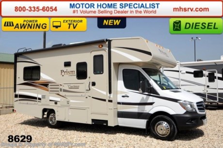 /TX 8/25/14 &lt;a href=&quot;http://www.mhsrv.com/coachmen-rv/&quot;&gt;&lt;img src=&quot;http://www.mhsrv.com/images/sold-coachmen.jpg&quot; width=&quot;383&quot; height=&quot;141&quot; border=&quot;0&quot;/&gt;&lt;/a&gt; World&#39;s RV Show Sale Priced Now Through Sept 6th. Call 800-335-6054 for Details.  MSRP $105,907. New 2015 Coachmen Prism Diesel. Model 2150LE. This RV measures approximately 25 ft. in length with a slide-out room.  Optional equipment includes the Anniversary package featuring high gloss fiberglass sidewalls, back up camera &amp; monitor, power awning, stainless steel wheel liners, 3.5K lb. hitch &amp; wire, slide out awnings, spare tire, swivel pilot &amp; passenger seats, roller bearing drawer glides, oven, child safety net &amp; ladder as well as MCD shades. Additional features include a Onan diesel generator IPO LP gen, front entertainment center which includes a 32 inch TV, bedroom TV with DVD player, exterior entertainment center, upgraded Serta mattress, convection microwave, power vent, heated tank pads, dual coach batteries, rear ladder and exterior privacy windshield cover.  The Prism&#39;s impressive list of standards include a 3.0L V-6 turbo diesel engine, power entrance step, Azdel superlite composite substrate, hardwood cabinets, 3 burner cook top, exterior shower and much more. For additional coach information, brochure, window sticker, videos, photos, Coachmen customer reviews &amp; testimonials please visit Motor Home Specialist at MHSRV .com or call 800-335-6054. At MHS we DO NOT charge any prep or orientation fees like you will find at other dealerships. All sale prices include a 200 point inspection, interior &amp; exterior wash &amp; detail of vehicle, a thorough coach orientation with an MHS technician, an RV Starter&#39;s kit, a nights stay in our delivery park featuring landscaped and covered pads with full hook-ups and much more. WHY PAY MORE?... WHY SETTLE FOR LESS? &lt;object width=&quot;400&quot; height=&quot;300&quot;&gt;&lt;param name=&quot;movie&quot; value=&quot;http://www.youtube.com/v/fBpsq4hH-Ws?version=3&amp;amp;hl=en_US&quot;&gt;&lt;/param&gt;&lt;param name=&quot;allowFullScreen&quot; value=&quot;true&quot;&gt;&lt;/param&gt;&lt;param name=&quot;allowscriptaccess&quot; value=&quot;always&quot;&gt;&lt;/param&gt;&lt;embed src=&quot;http://www.youtube.com/v/fBpsq4hH-Ws?version=3&amp;amp;hl=en_US&quot; type=&quot;application/x-shockwave-flash&quot; width=&quot;400&quot; height=&quot;300&quot; allowscriptaccess=&quot;always&quot; allowfullscreen=&quot;true&quot;&gt;&lt;/embed&gt;&lt;/object&gt; 