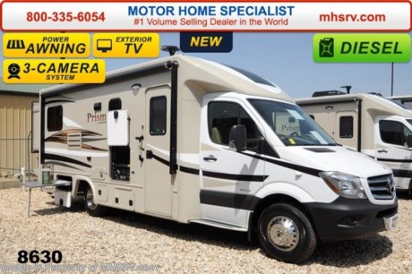/TX 9/25/14 &lt;a href=&quot;http://www.mhsrv.com/coachmen-rv/&quot;&gt;&lt;img src=&quot;http://www.mhsrv.com/images/sold-coachmen.jpg&quot; width=&quot;383&quot; height=&quot;141&quot; border=&quot;0&quot;/&gt;&lt;/a&gt; World&#39;s RV Show Sale Priced Now Through Sept 6th. Call 800-335-6054 for Details. MSRP $110,494. New 2015 Coachmen Prism B+ Sprinter Diesel. Model 24G. This RV measures approximately 24 feet 10 inches in length with 2 slide-out rooms.  Optional equipment includes the Anniversary package featuring a back up camera &amp; monitor, satellite radio, power awning, stainless steel wheel liners, MCD window shades, euro style refrigerator, cook top with glass cover, LED lights, exterior entertainment center, woodgrain dash applique, upgraded swivel pilot &amp; passenger seats, power skylight/roof vent, roller bearing drawer glides, rear stabilizers, Travel Easy Roadside Assistance &amp; exterior privacy windshield cover. Additional options include an upgraded 15,000 BTU A/C with heat pump, side view cameras, exterior camp kitchen with grill as well as dual pane tinted windows and a knife valve at tank, both included in the Camping Cozy package. The Prism&#39;s impressive list of standards include a 3.0L V-6 turbo diesel engine, sunroof with night shade, hardwood cabinet doors, MCD roller shades, coach TV with DVD player, convection oven power vent, water heater, heated tanks, exterior shower and much more. For additional coach information, brochure, window sticker, videos, photos, Coachmen customer reviews &amp; testimonials please visit Motor Home Specialist at MHSRV .com or call 800-335-6054. At MHS we DO NOT charge any prep or orientation fees like you will find at other dealerships. All sale prices include a 200 point inspection, interior &amp; exterior wash &amp; detail of vehicle, a thorough coach orientation with an MHS technician, an RV Starter&#39;s kit, a nights stay in our delivery park featuring landscaped and covered pads with full hook-ups and much more. WHY PAY MORE?... WHY SETTLE FOR LESS? &lt;object width=&quot;400&quot; height=&quot;300&quot;&gt;&lt;param name=&quot;movie&quot; value=&quot;http://www.youtube.com/v/fBpsq4hH-Ws?version=3&amp;amp;hl=en_US&quot;&gt;&lt;/param&gt;&lt;param name=&quot;allowFullScreen&quot; value=&quot;true&quot;&gt;&lt;/param&gt;&lt;param name=&quot;allowscriptaccess&quot; value=&quot;always&quot;&gt;&lt;/param&gt;&lt;embed src=&quot;http://www.youtube.com/v/fBpsq4hH-Ws?version=3&amp;amp;hl=en_US&quot; type=&quot;application/x-shockwave-flash&quot; width=&quot;400&quot; height=&quot;300&quot; allowscriptaccess=&quot;always&quot; allowfullscreen=&quot;true&quot;&gt;&lt;/embed&gt;&lt;/object&gt; 