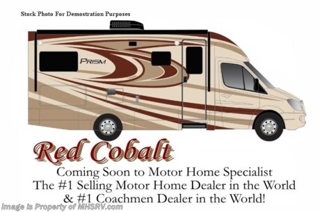 /TX 7/14 &lt;a href=&quot;http://www.mhsrv.com/coachmen-rv/&quot;&gt;&lt;img src=&quot;http://www.mhsrv.com/images/sold-coachmen.jpg&quot; width=&quot;383&quot; height=&quot;141&quot; border=&quot;0&quot;/&gt;&lt;/a&gt; #1 Volume Selling Motor Home Dealer in the World. Call 800-335-6054 or visit MHSRV .com for our Upfront &amp; Everyday Low Sale Prices! MSRP $126,069. New 2015 Coachmen Prism B+ Sprinter Diesel. Model 24G. This RV measures approximately 24 feet 10 inches in length with 2 slide-out rooms. Optional equipment includes the Anniversary package featuring a back up camera &amp; monitor, satellite radio, power awning, stainless steel wheel liners, MCD window shades, euro style refrigerator, cook top with glass cover, LED lights, exterior entertainment center, woodgrain dash applique, upgraded swivel pilot &amp; passenger seats, power skylight/roof vent, roller bearing drawer glides, rear stabilizers, Travel Easy Roadside Assistance &amp; exterior privacy windshield cover. Additional options include the beautiful full body paint exterior, aluminum rims, Onan diesel generator, bedroom LCD TV with DVD player, upgraded 15,000 BTU A/C with heat pump, side view cameras, exterior camp kitchen with grill as well as dual pane tinted windows and a knife valve at tank, both included in the Camping Cozy package. The Prism&#39;s impressive list of standards include a 3.0L V-6 turbo diesel engine, sunroof with night shade, hardwood cabinet doors, MCD roller shades, coach TV with DVD player, convection oven power vent, water heater, heated tanks, exterior shower and much more. For additional coach information, brochure, window sticker, videos, photos, Coachmen customer reviews &amp; testimonials please visit Motor Home Specialist at MHSRV .com or call 800-335-6054. At MHS we DO NOT charge any prep or orientation fees like you will find at other dealerships. All sale prices include a 200 point inspection, interior &amp; exterior wash &amp; detail of vehicle, a thorough coach orientation with an MHS technician, an RV Starter&#39;s kit, a nights stay in our delivery park featuring landscaped and covered pads with full hook-ups and much more. WHY PAY MORE?... WHY SETTLE FOR LESS? &lt;object width=&quot;400&quot; height=&quot;300&quot;&gt;&lt;param name=&quot;movie&quot; value=&quot;http://www.youtube.com/v/fBpsq4hH-Ws?version=3&amp;amp;hl=en_US&quot;&gt;&lt;/param&gt;&lt;param name=&quot;allowFullScreen&quot; value=&quot;true&quot;&gt;&lt;/param&gt;&lt;param name=&quot;allowscriptaccess&quot; value=&quot;always&quot;&gt;&lt;/param&gt;&lt;embed src=&quot;http://www.youtube.com/v/fBpsq4hH-Ws?version=3&amp;amp;hl=en_US&quot; type=&quot;application/x-shockwave-flash&quot; width=&quot;400&quot; height=&quot;300&quot; allowscriptaccess=&quot;always&quot; allowfullscreen=&quot;true&quot;&gt;&lt;/embed&gt;&lt;/object&gt; 